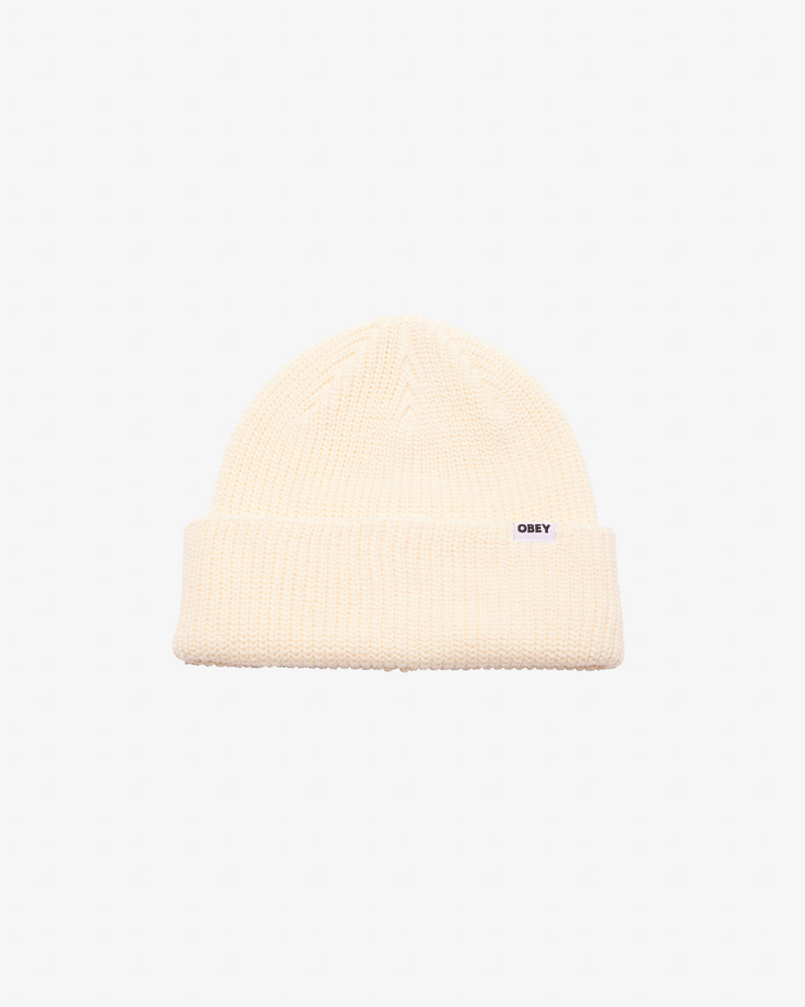 obey bold organic beanie unbleached (zoomed)