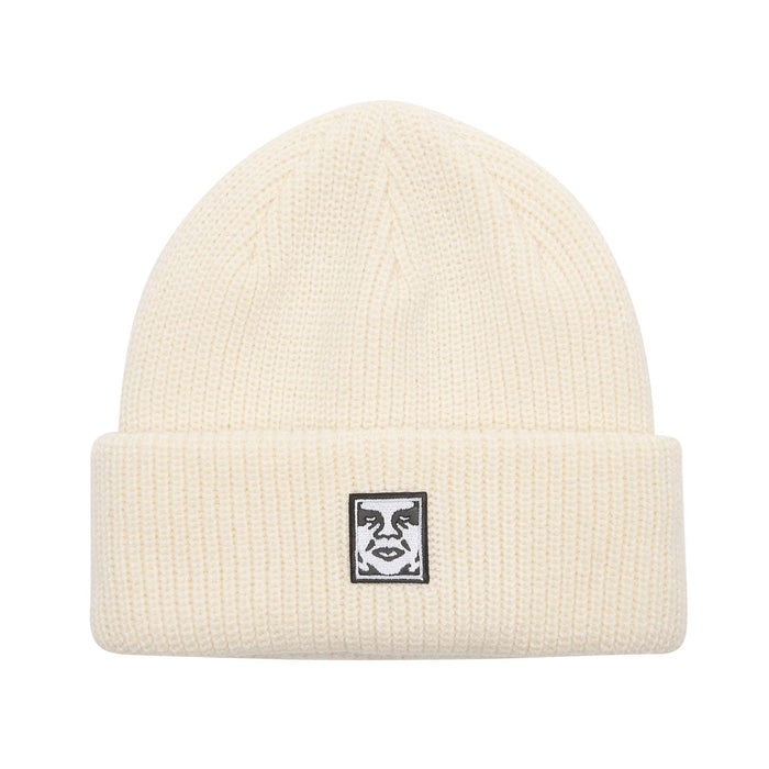 obey mid icon patch cuff beanie unbleached