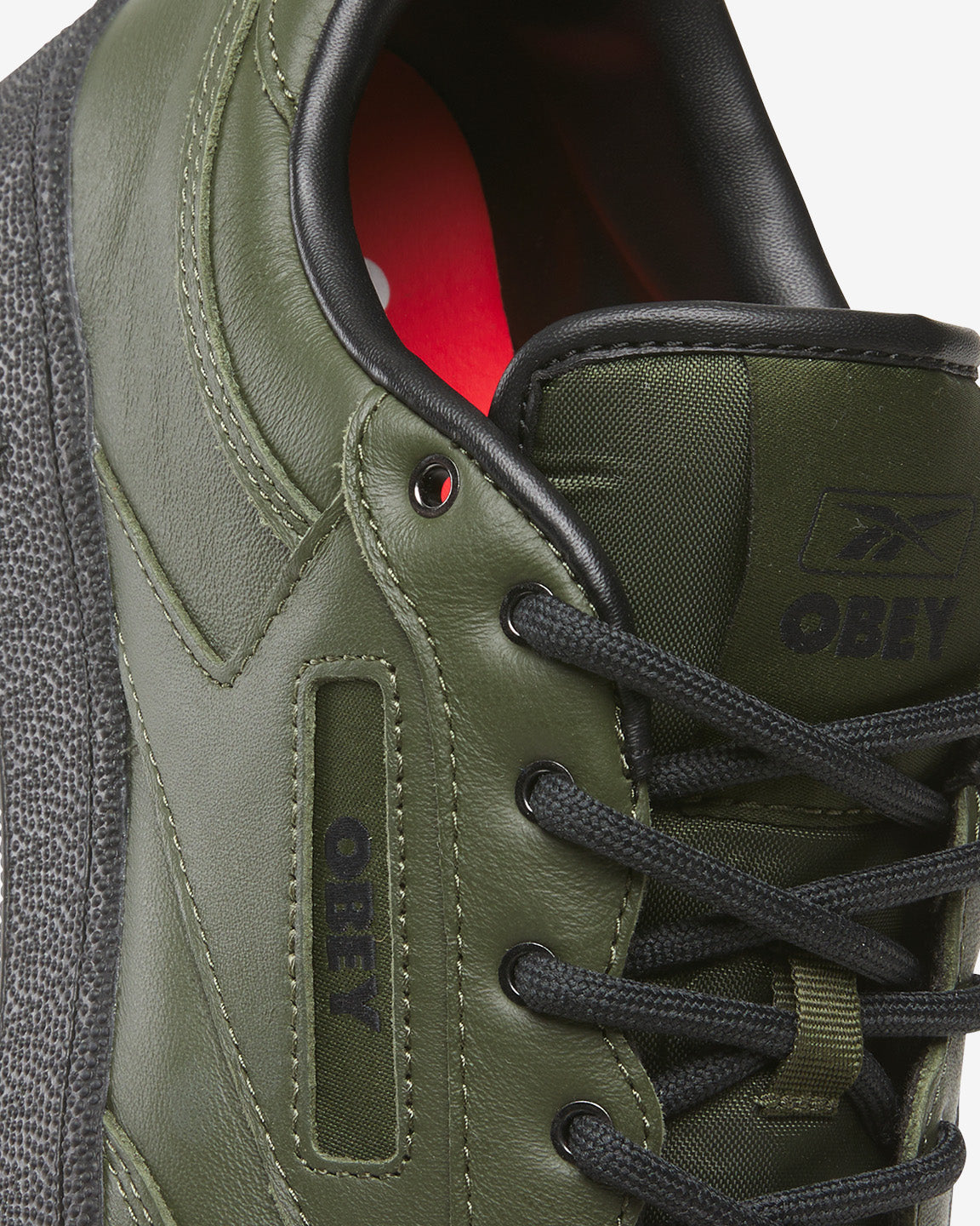 Reebok x OBEY Club C 85 Shoes GREEN / BLACK / RED (zoomed)