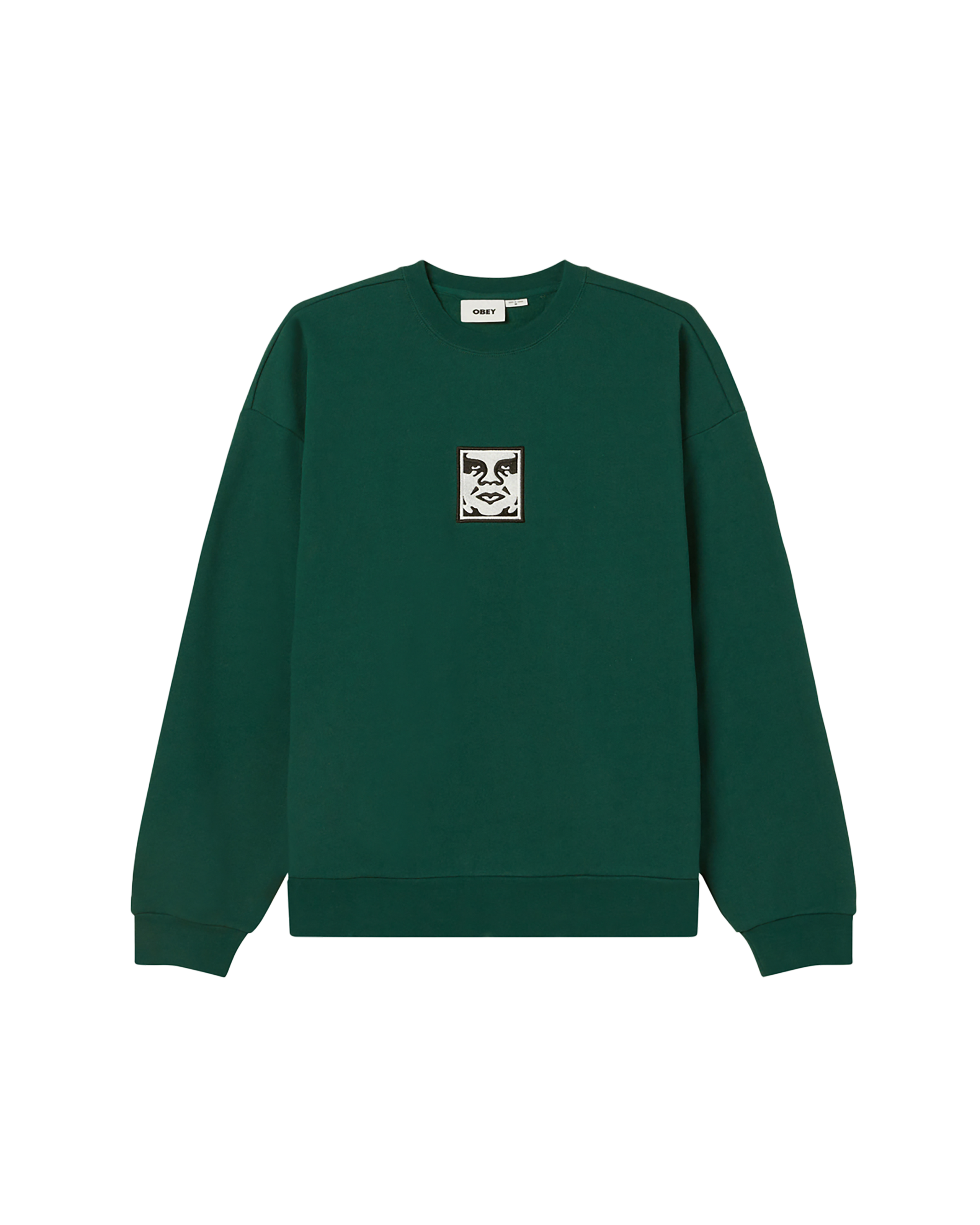 obey icon crewneck rain forest (zoomed)