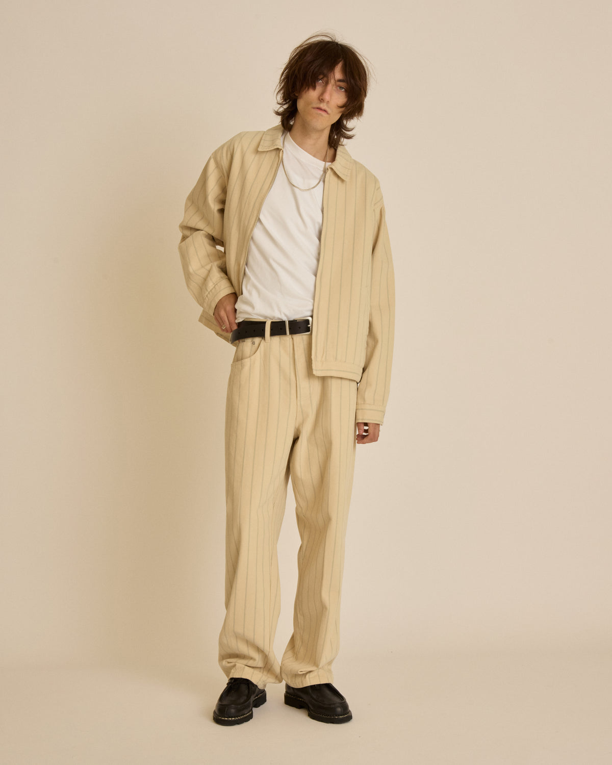 obey classic baggy stripe denim pelican multi