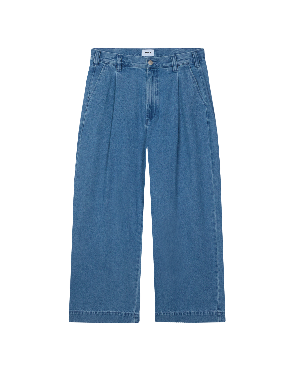 obey oliver denim pleated pant light indigo