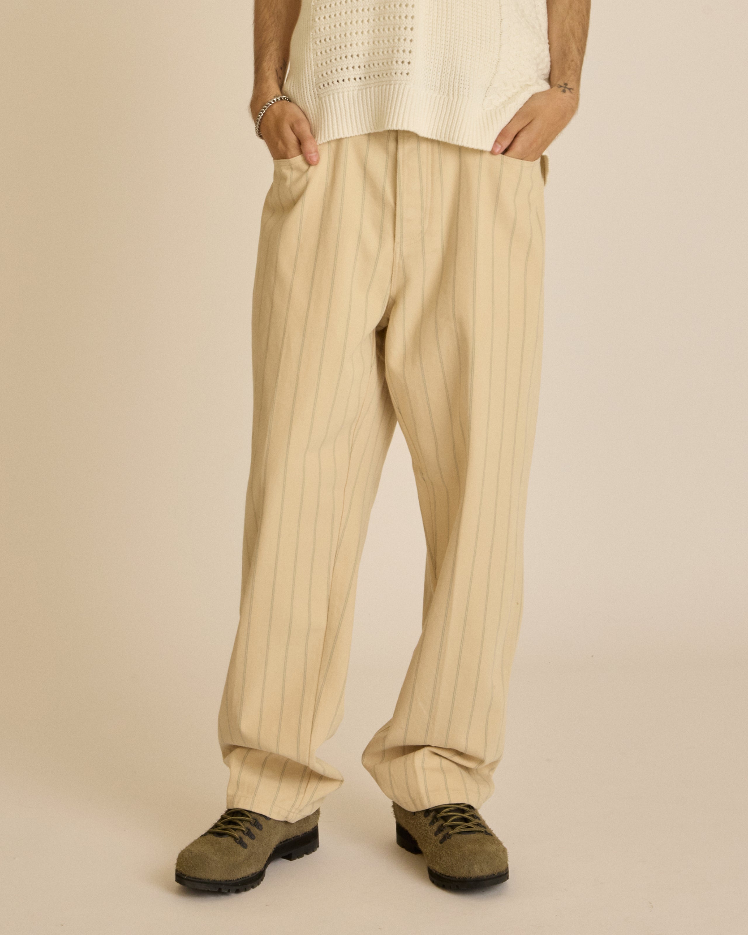 obey classic baggy stripe denim pelican multi (zoomed)