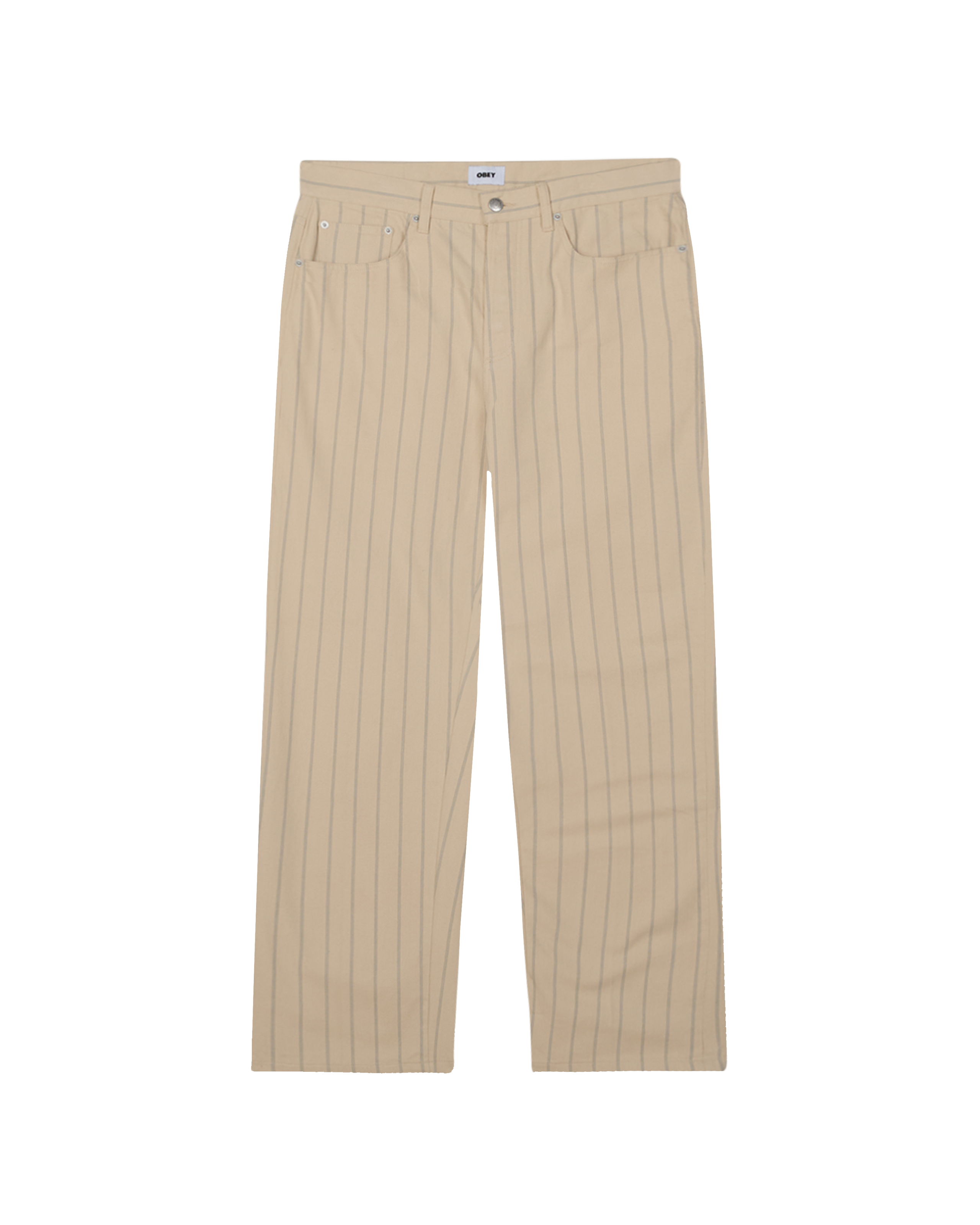 obey classic baggy stripe denim pelican multi (zoomed)