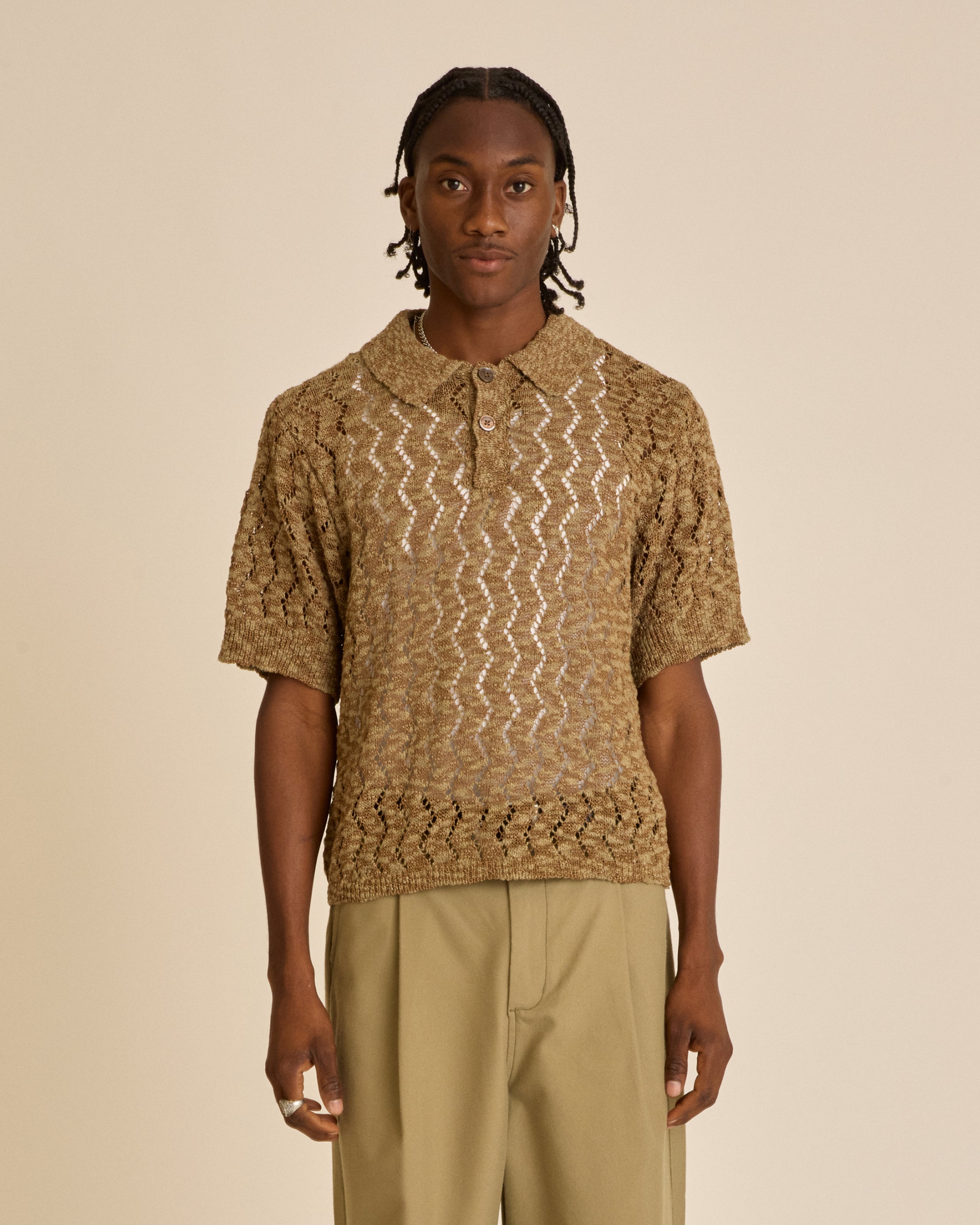 obey andre polo sweater toffee brown (zoomed)