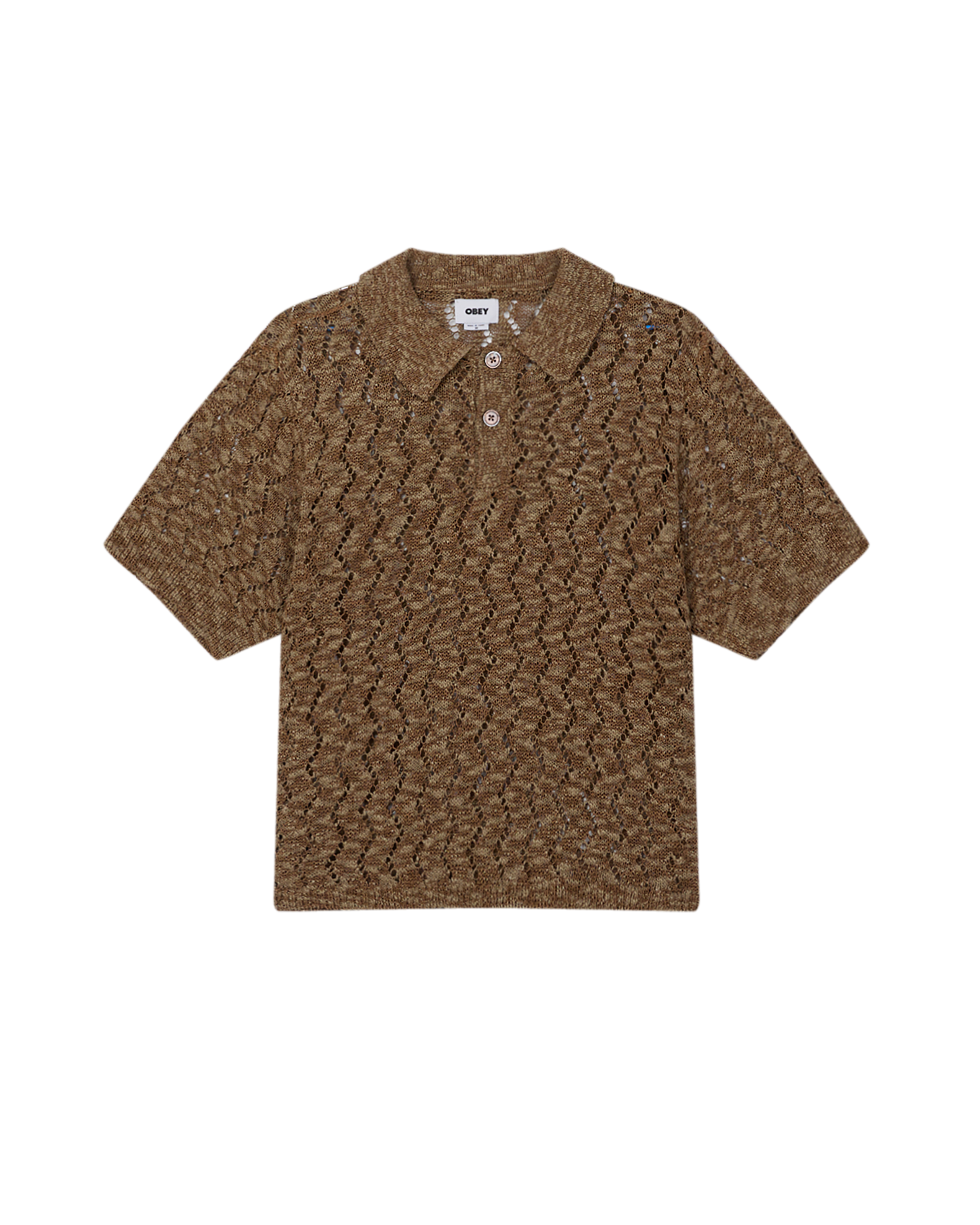 obey andre polo sweater toffee brown (zoomed)