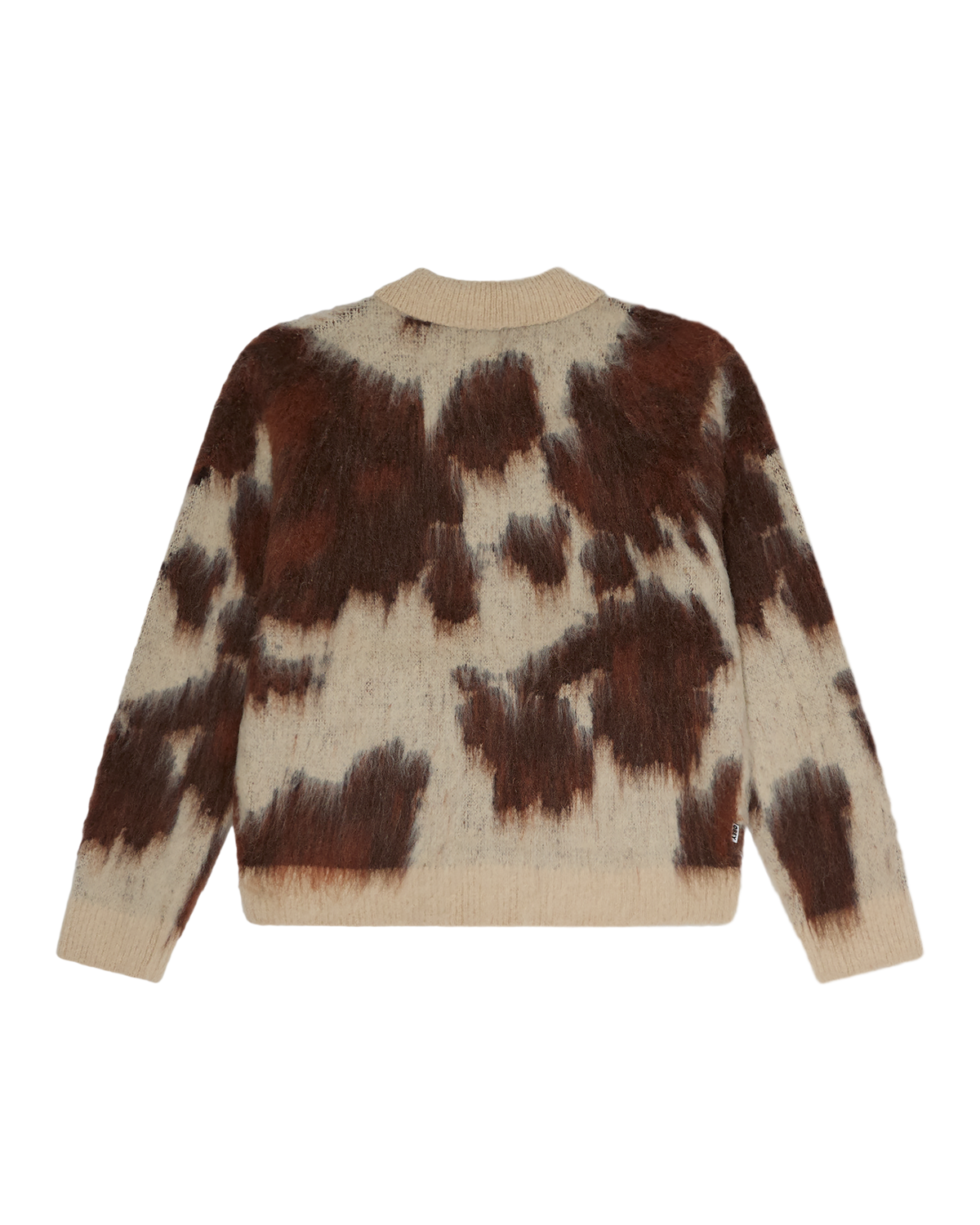 COW PATTERN ZIP SWEATER (zoomed)