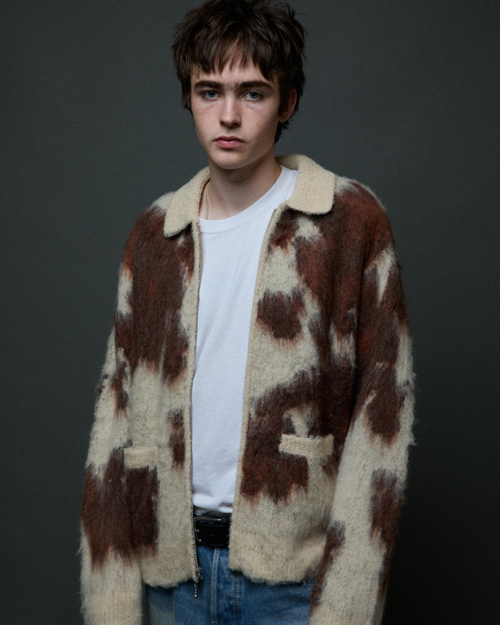 COW PATTERN ZIP SWEATER - alternate view