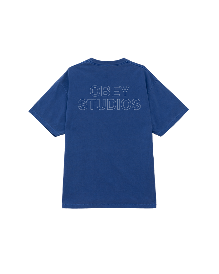 obey studios outline pigment t shirt pigment electric indigo