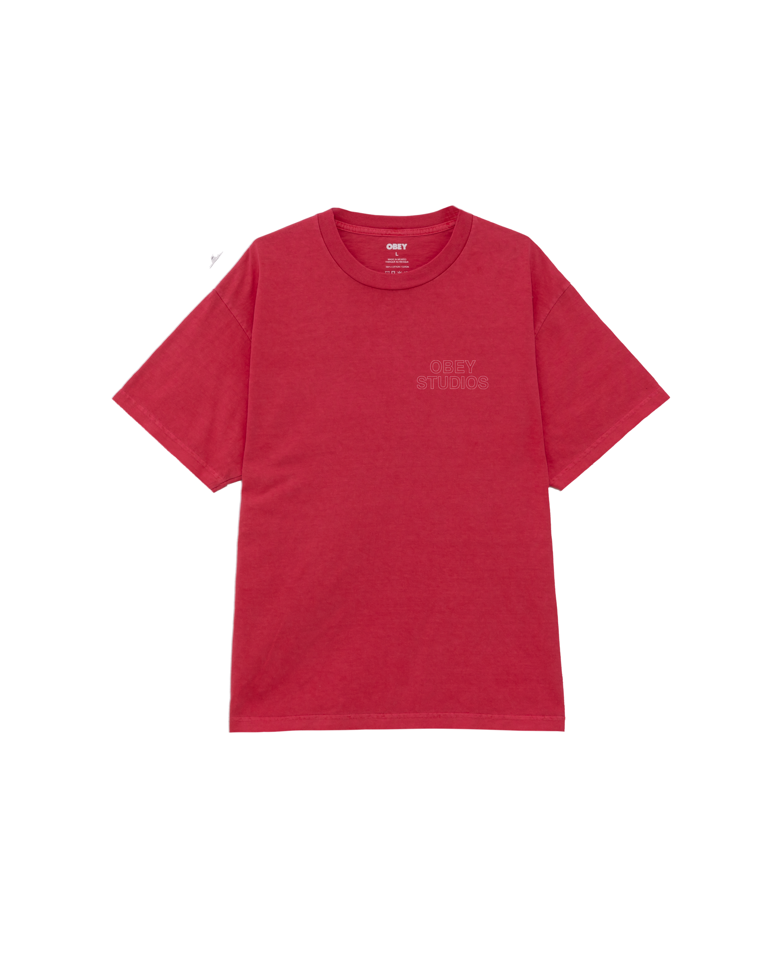 obey studios outline pigment t shirt pigment raspberry (zoomed)