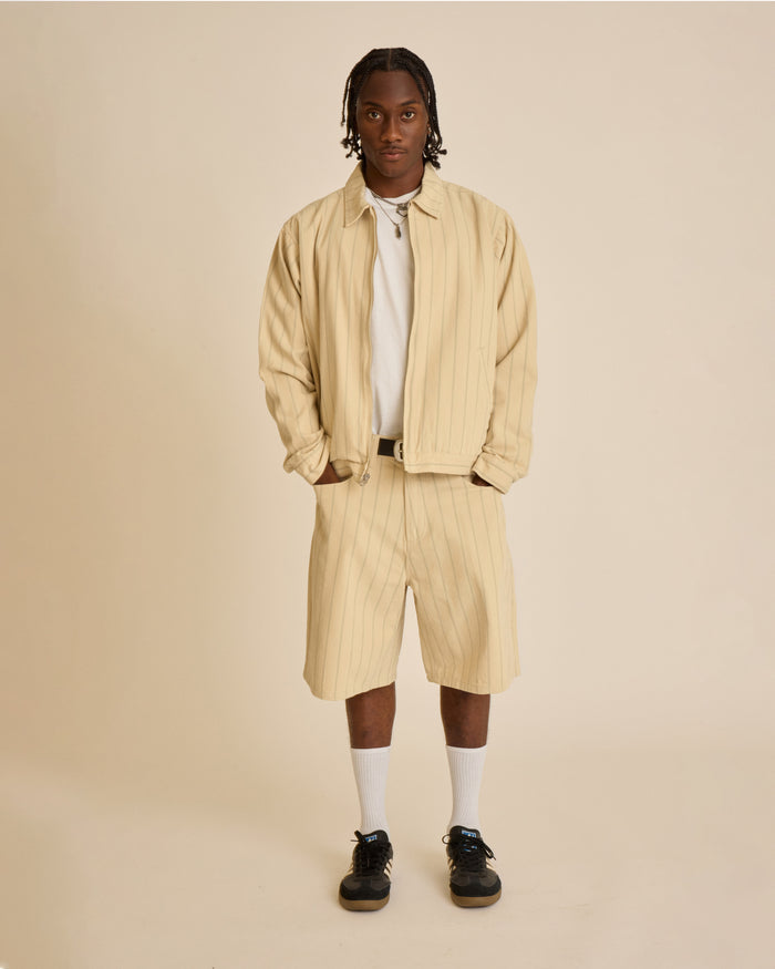 STRIPE BAGGY DENIM SHORT - alternate view