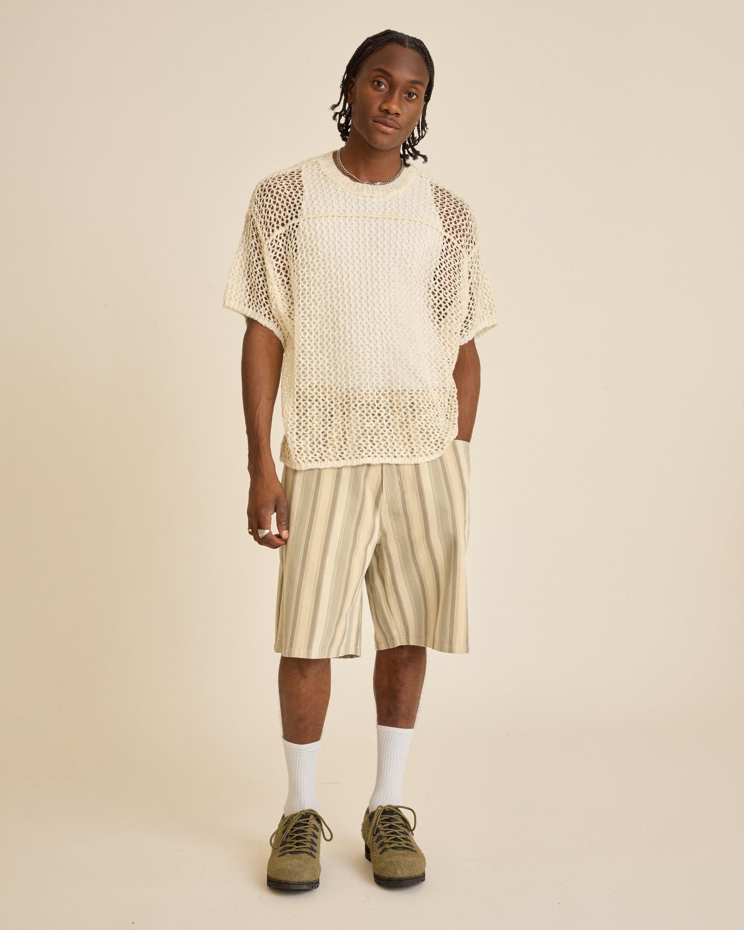 BAJA STRIPE BAGGY DENIM SHORT (zoomed)