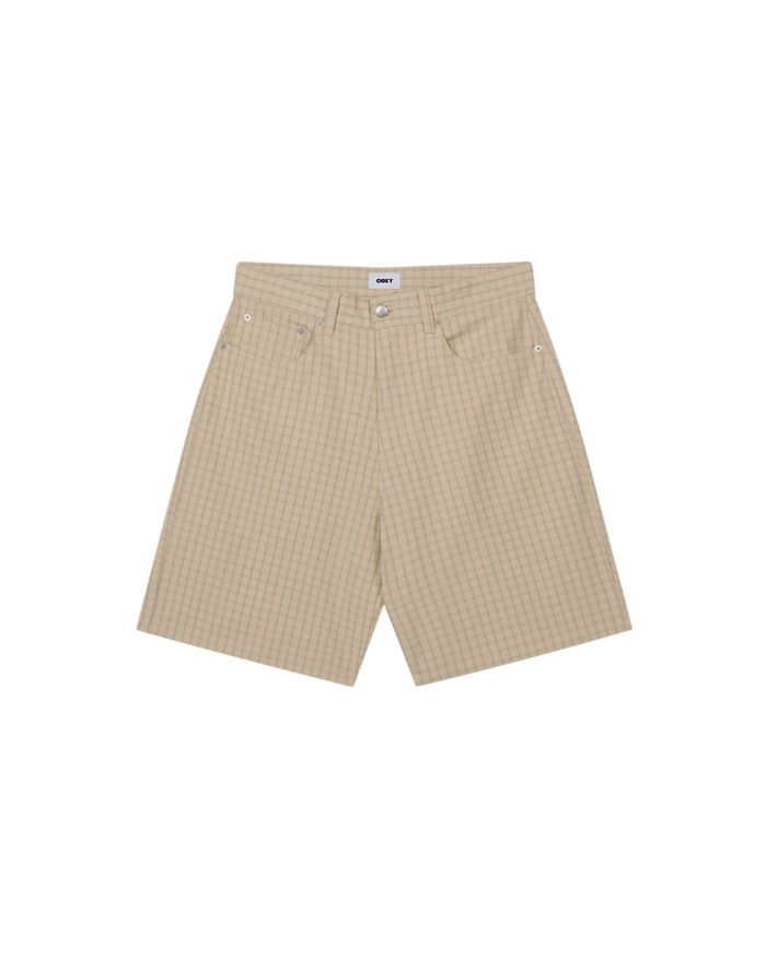 PLAID BAGGY DENIM SHORT