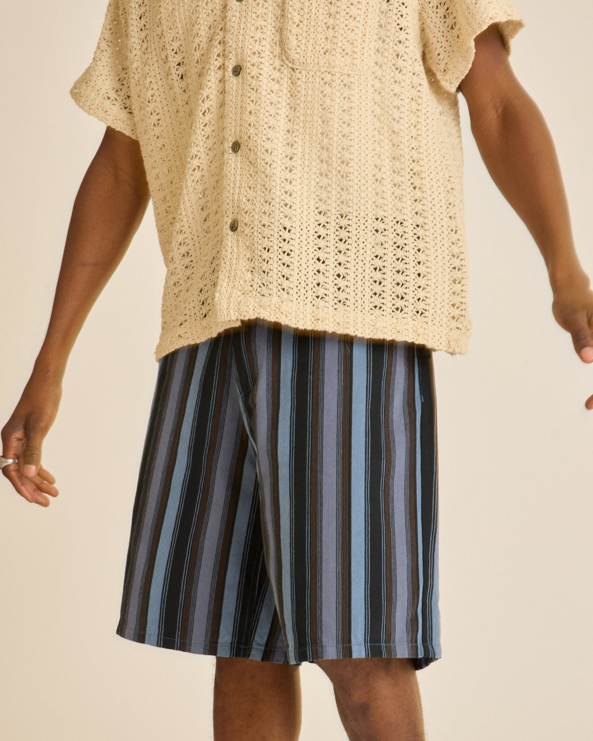 BAJA STRIPE BAGGY DENIM SHORT