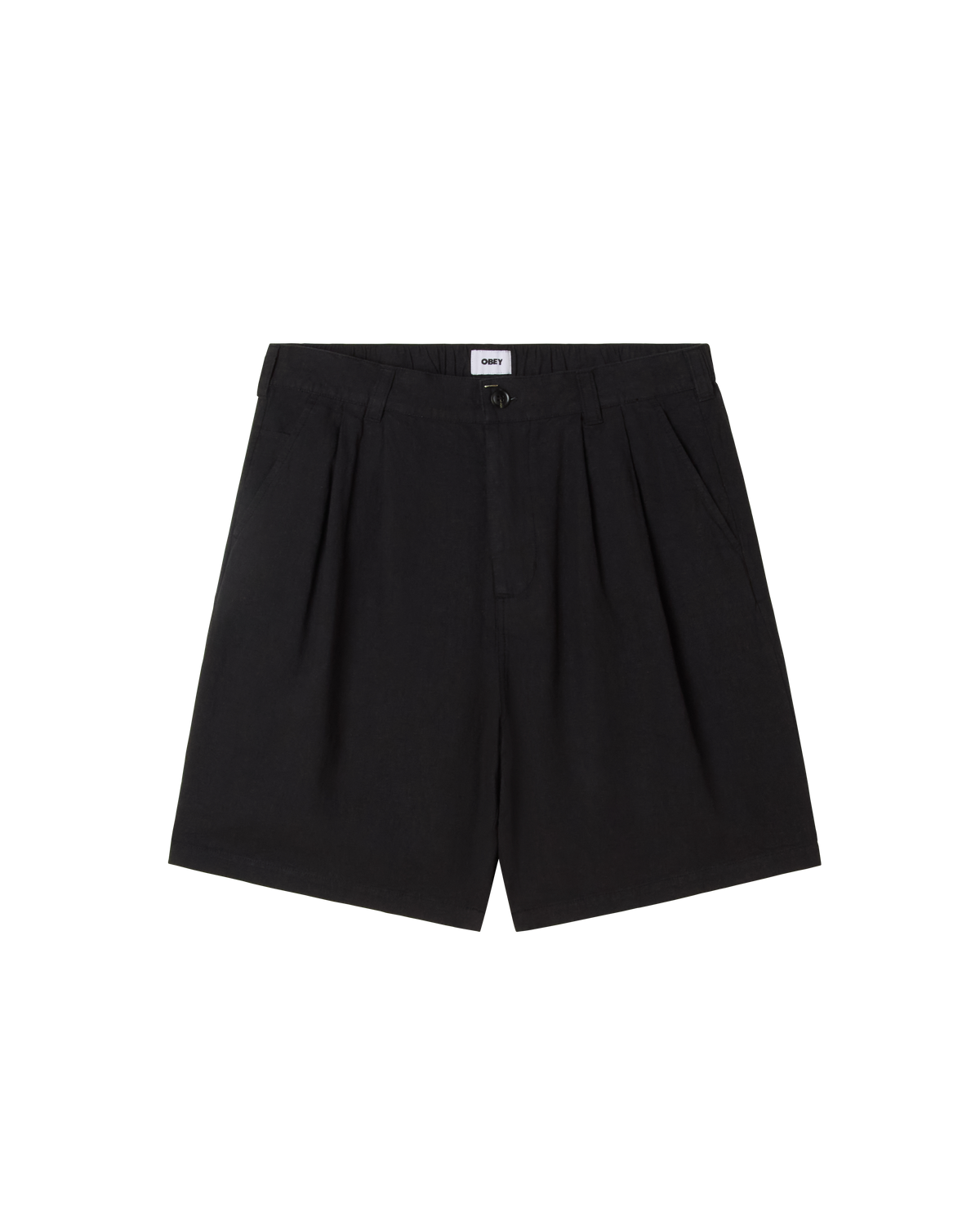 obey-foster-pleated-linen-short-black