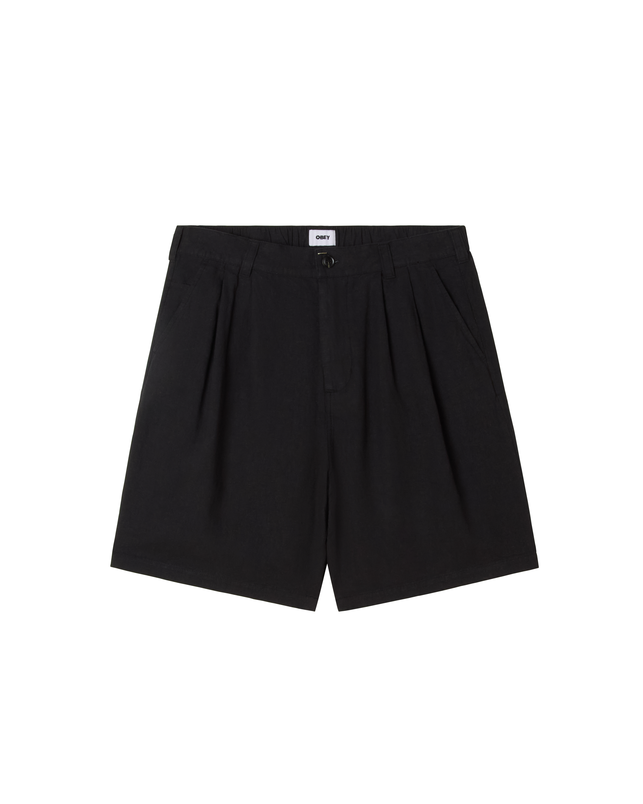 obey-foster-pleated-linen-short-black (zoomed)