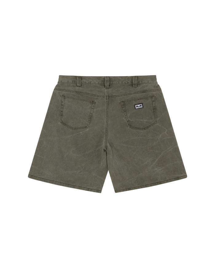 obey-bigwig-baggy-denim-short-black-olive-wrinkle-wash - alternate view