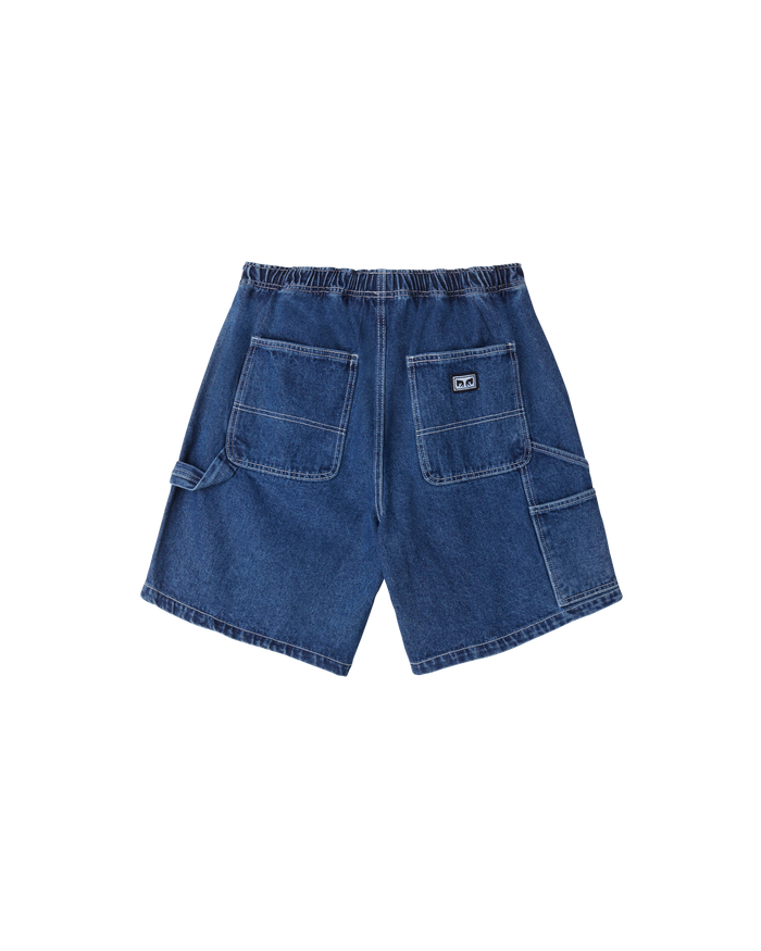 obey easy denim carpenter short stone wash indigo - alternate view