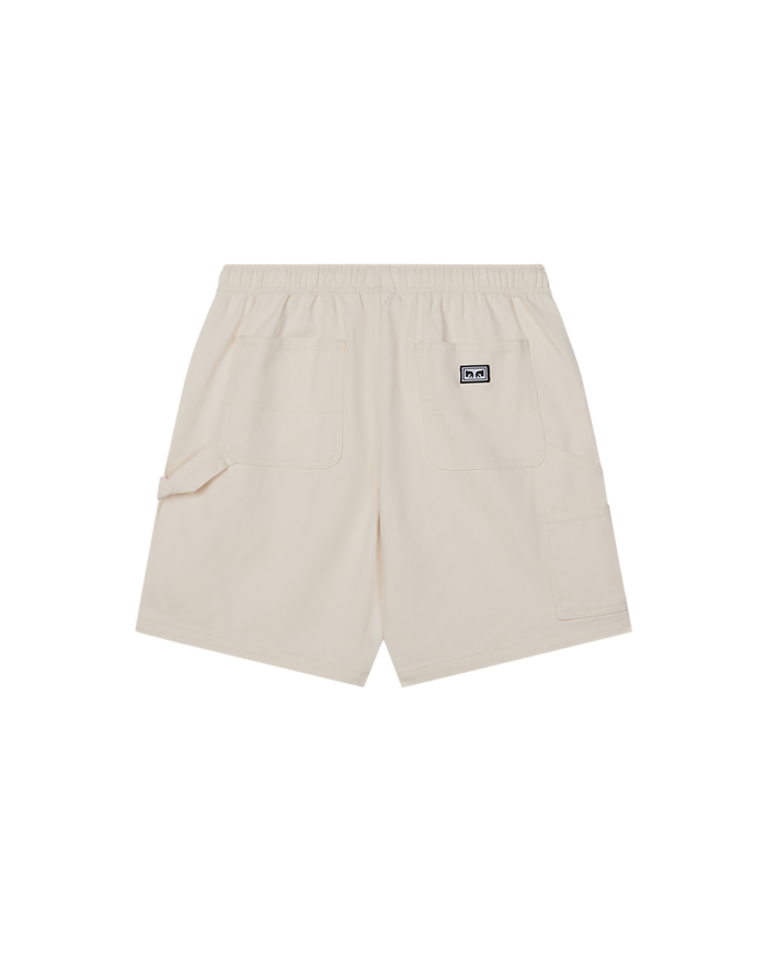 obey easy denim carpenter short unbleached faded wash - alternate view