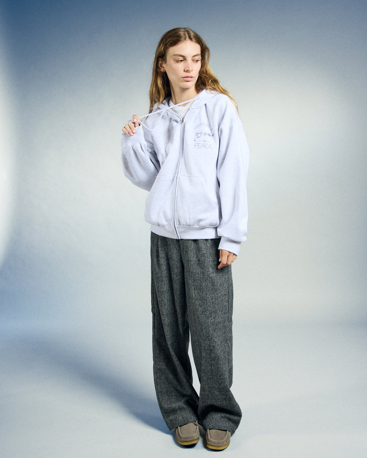 PEACE BAGGY ZIP HOOD