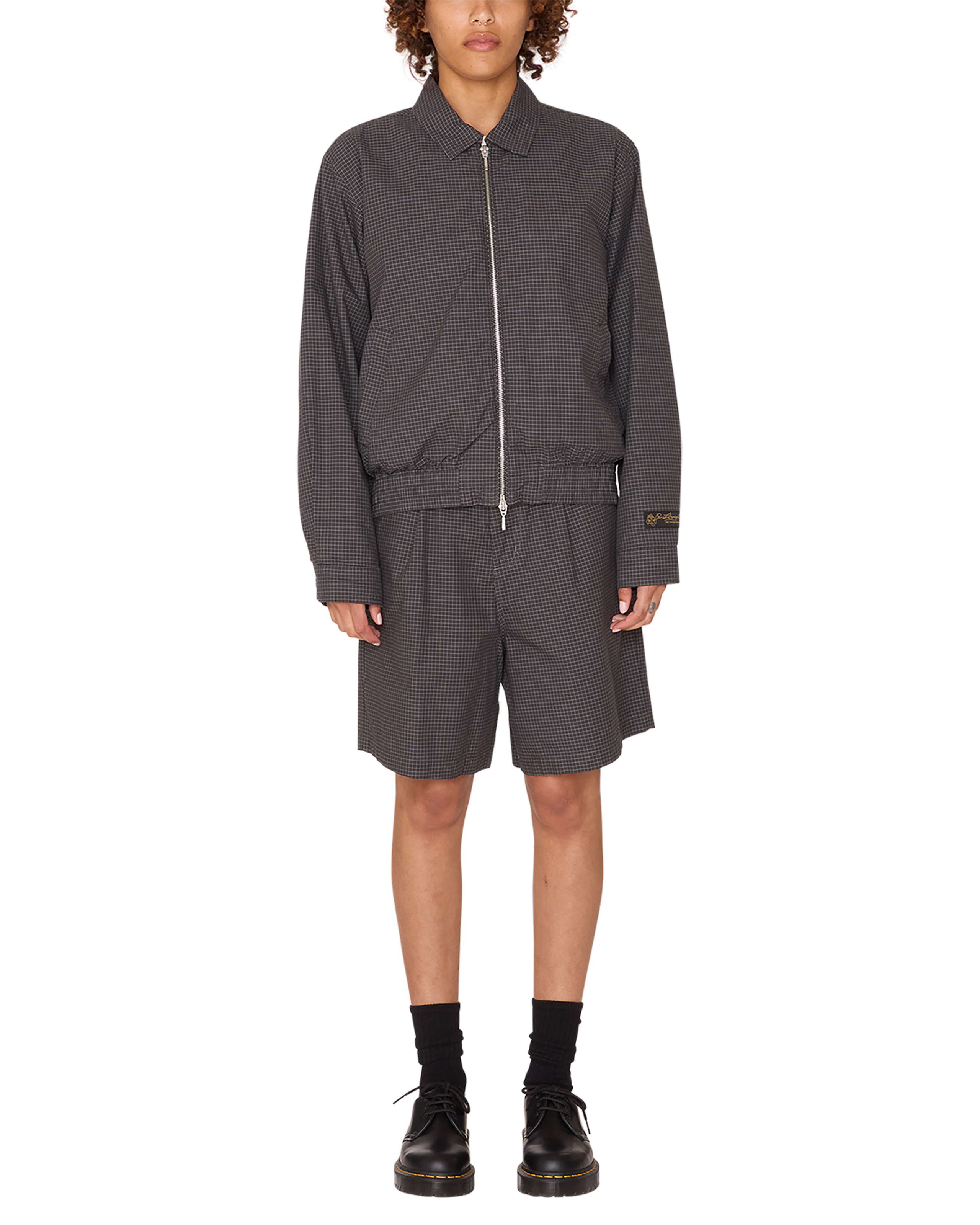 obey thursday plaid jacket charcoal multi (zoomed)