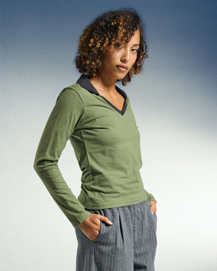 MEDEA COLLARED LS POLO - alternate view