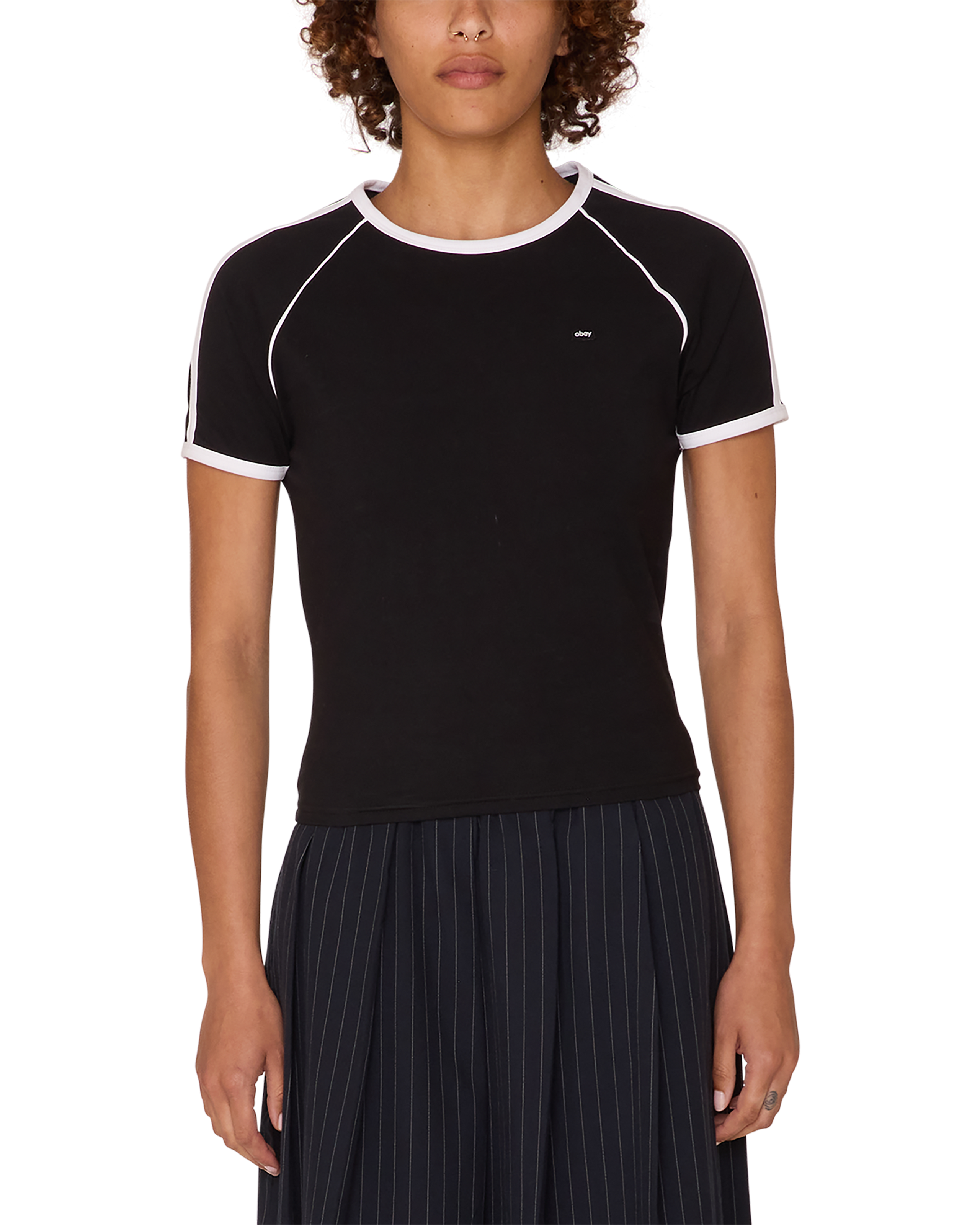 obey diversion raglan t shirt black (zoomed)