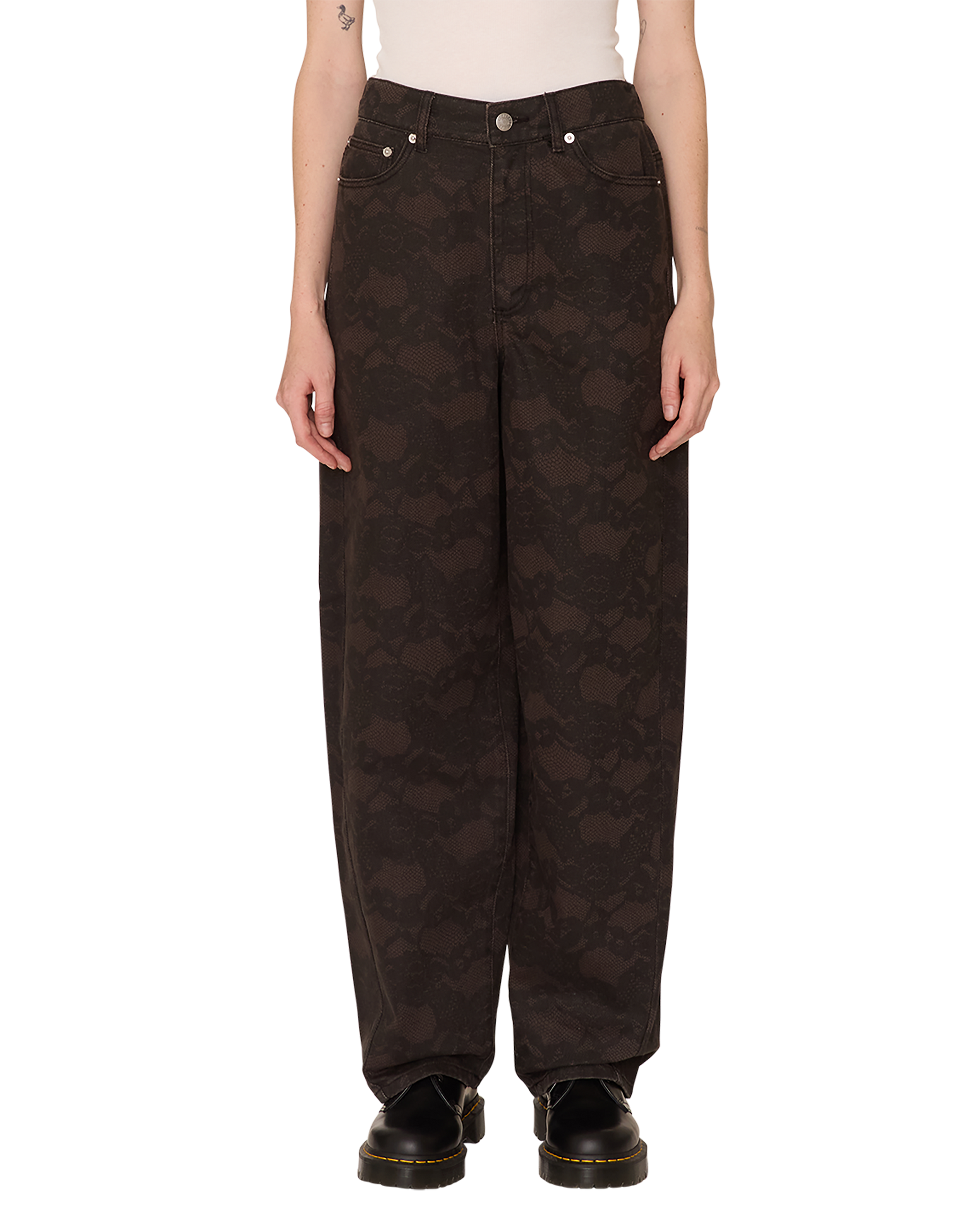 obey leah iii baggy 5 pkt pant chocolate (zoomed)