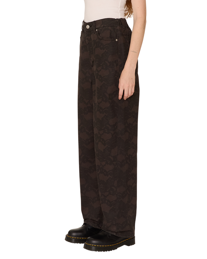 obey leah iii baggy 5 pkt pant chocolate - alternate view