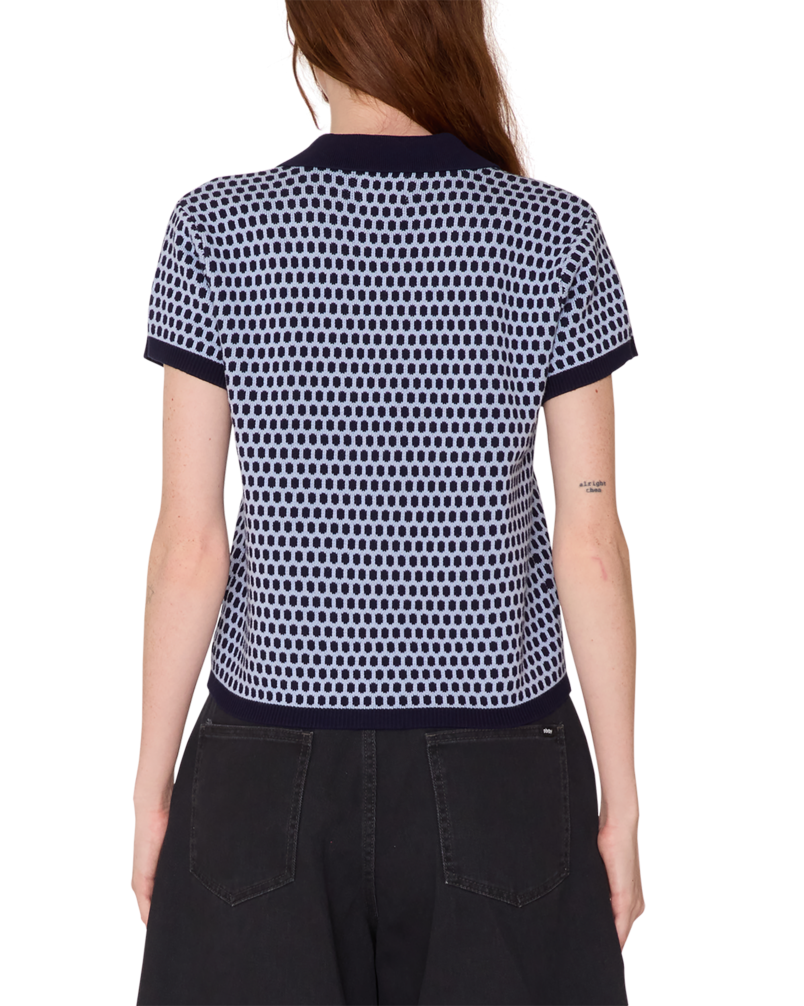 obey olga polo sweater evening blue multi (zoomed)