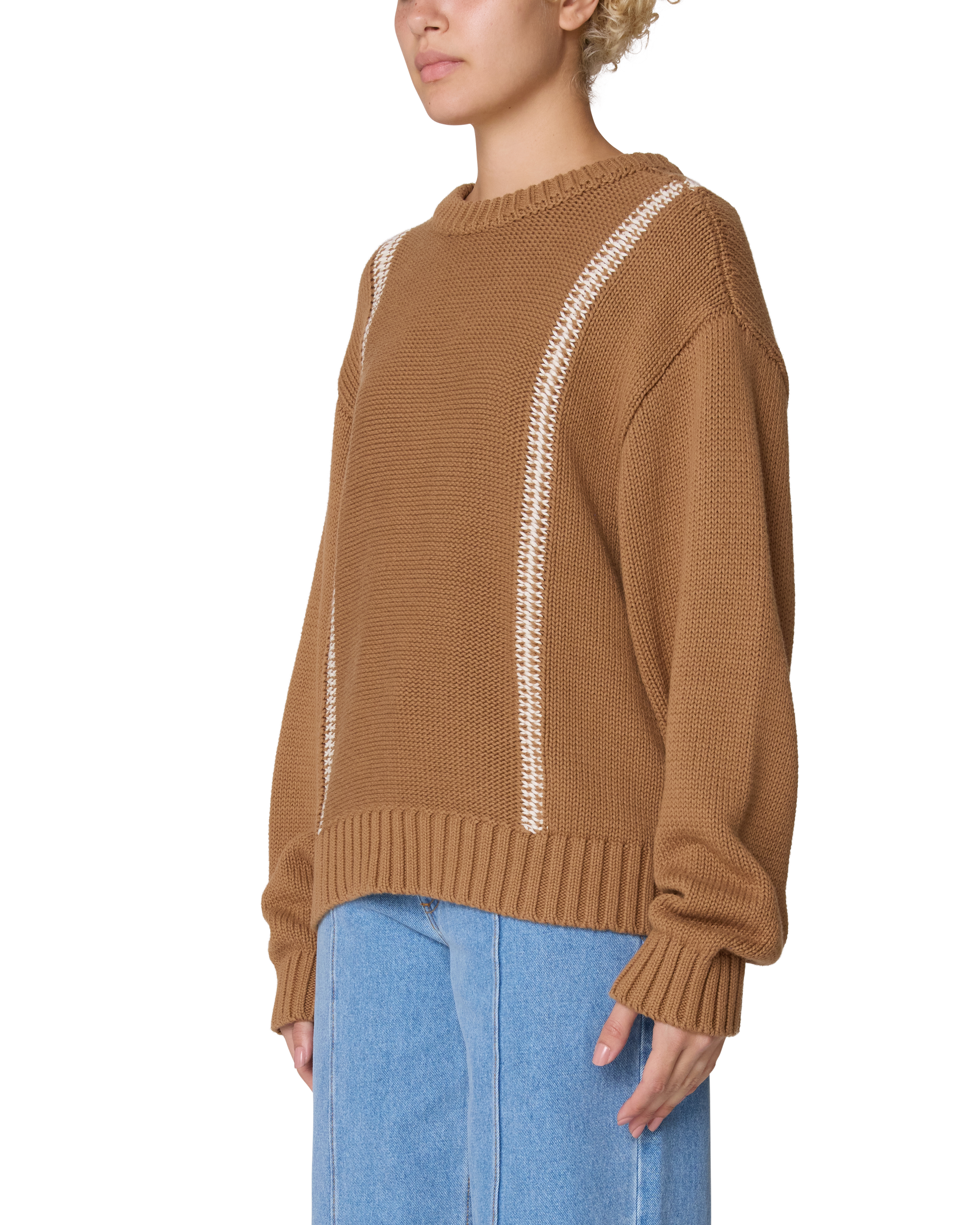 obey-mend-stitch-crew-sweater-caramel (zoomed)