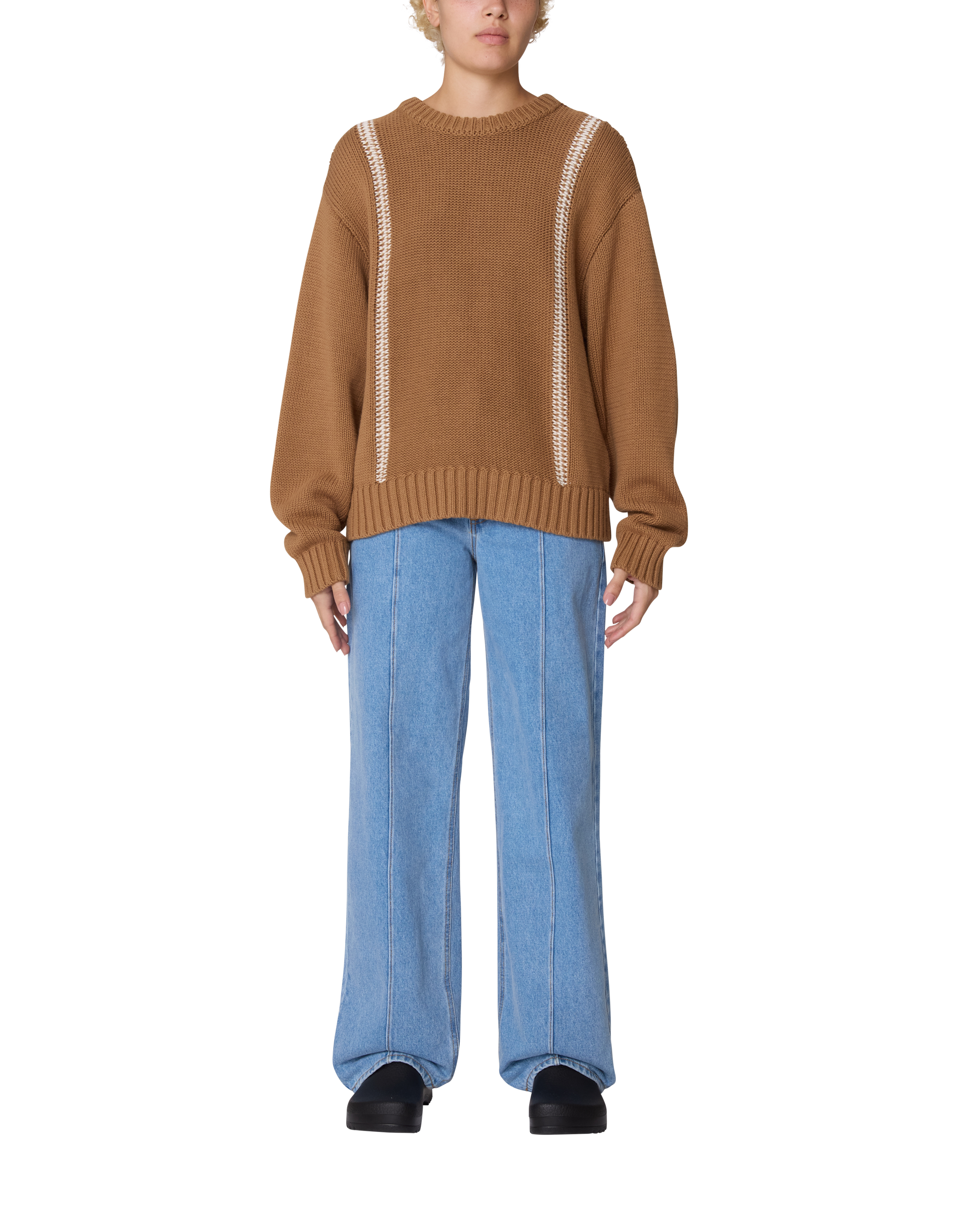 obey-mend-stitch-crew-sweater-caramel (zoomed)