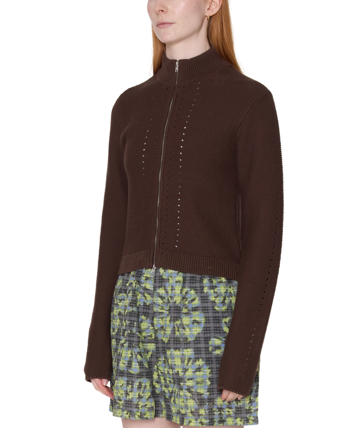 obey-meredith-mock-zip-sweater-chocolate - alternate view