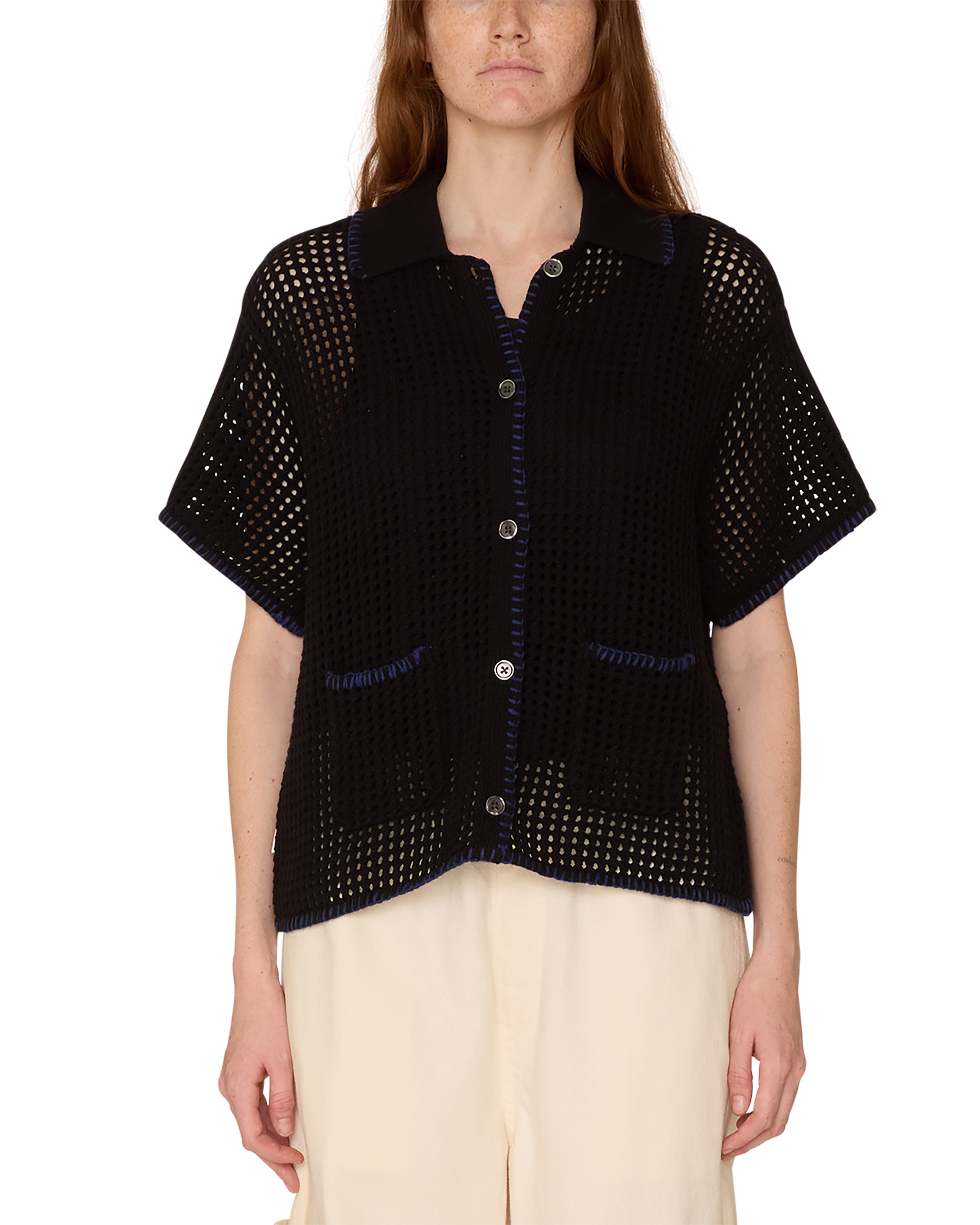 obey pilar crochet cardigan black (zoomed)