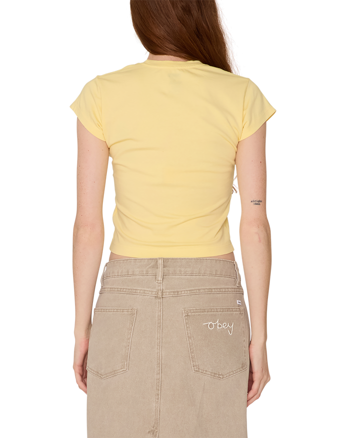 obey swirly script hayden t shirt pale banana - alternate view