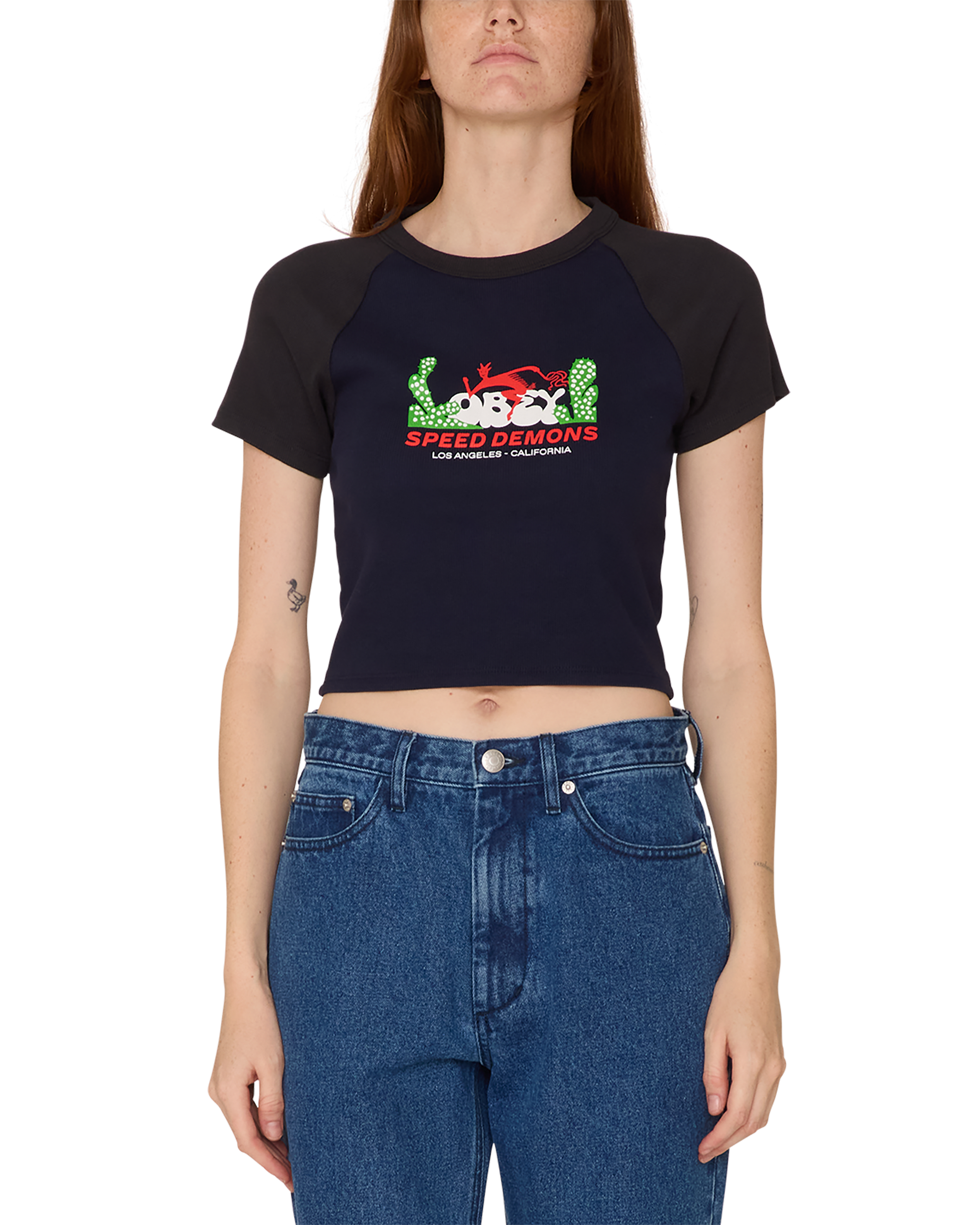 obey speed demons stevie t shirt black iris (zoomed)