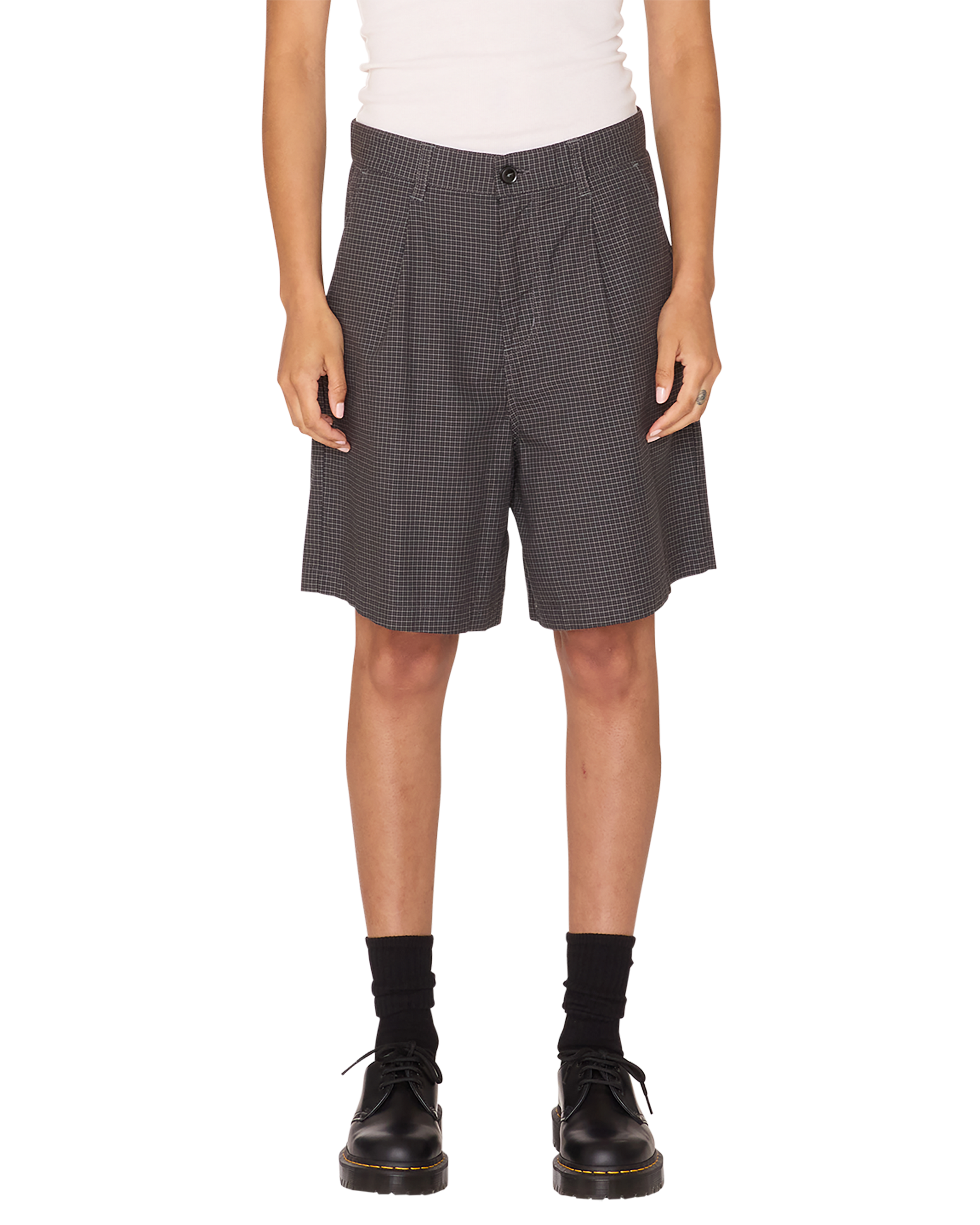 obey thursday plaid short charcoal multi (zoomed)