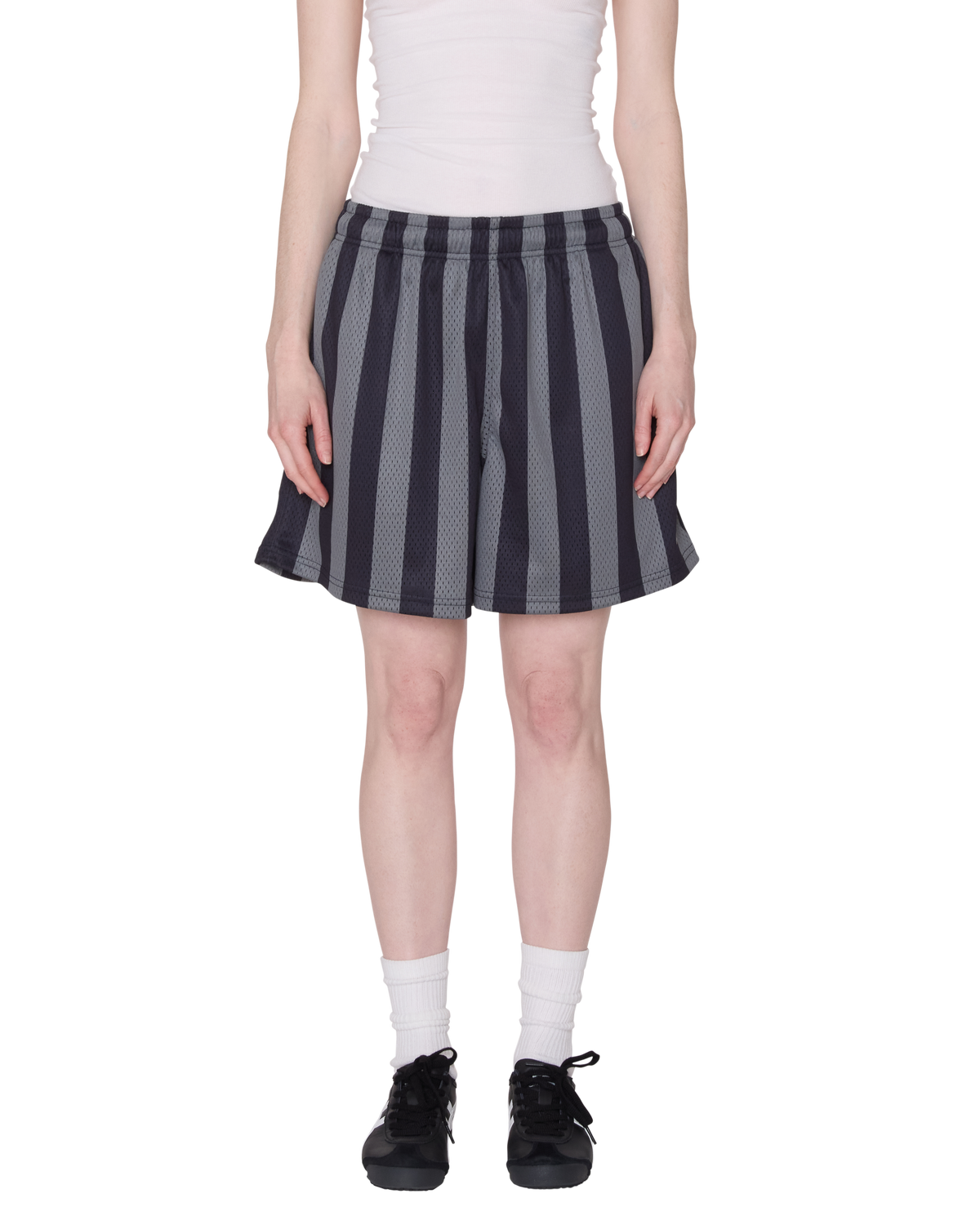 obey-bounds-mesh-stripe-short-black-multi