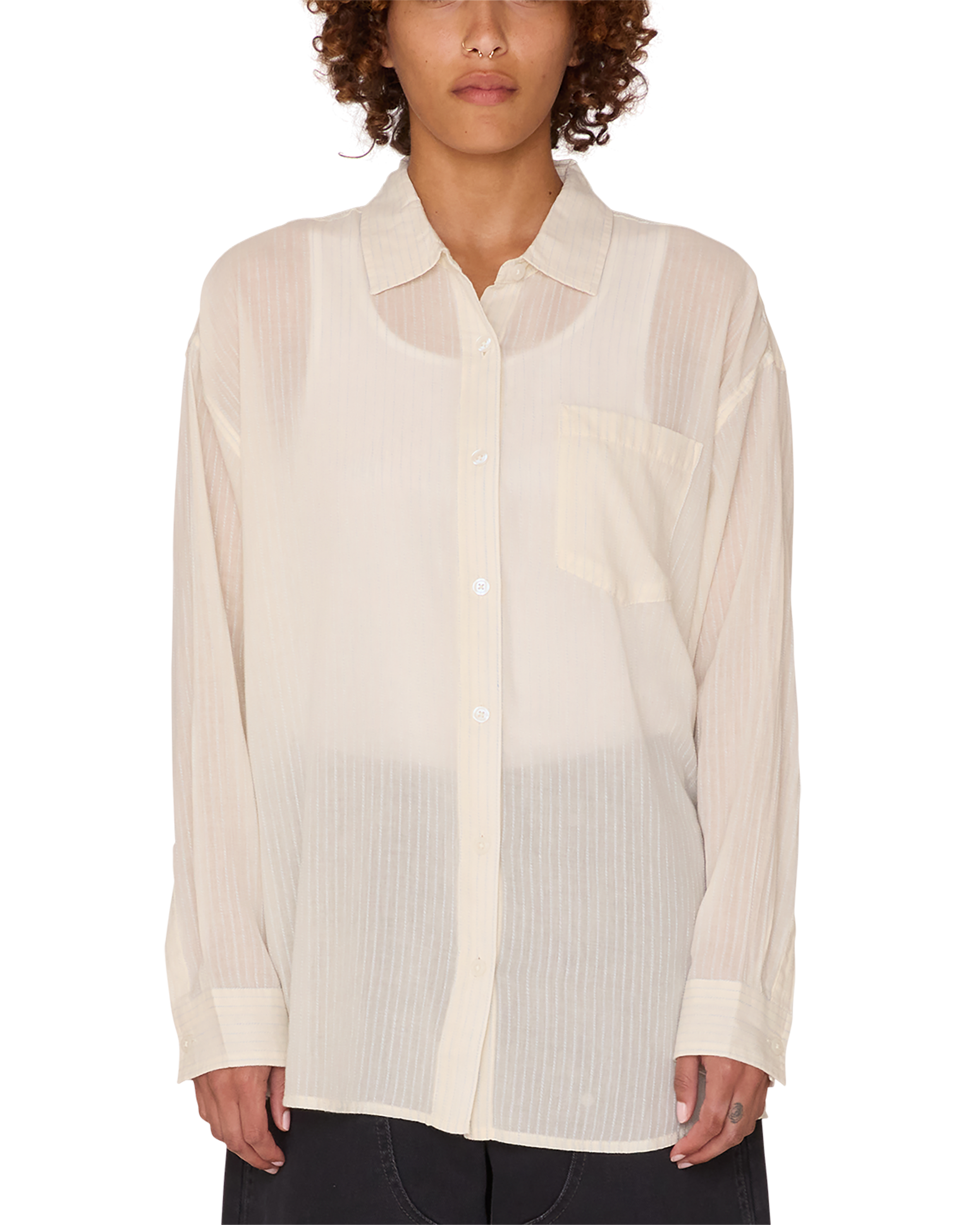 obey blythe sheer stripe shirt azurine multi (zoomed)