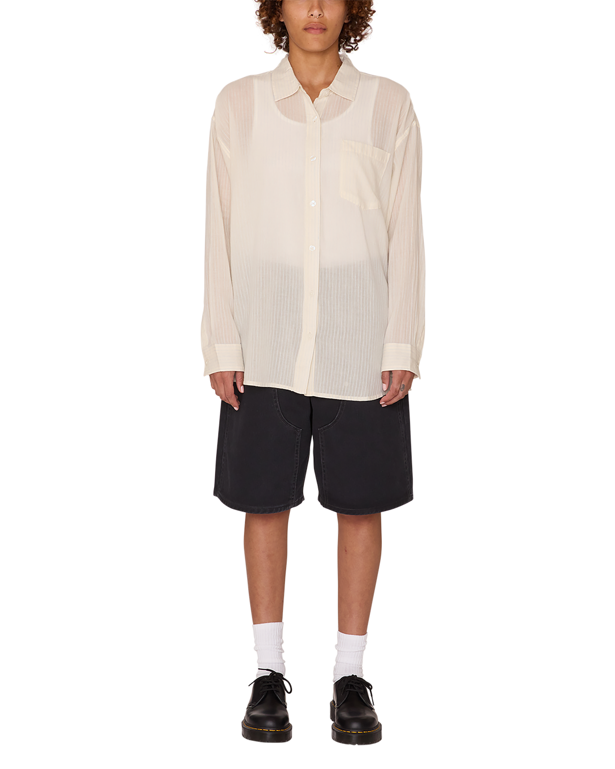 obey blythe sheer stripe shirt azurine multi (zoomed)