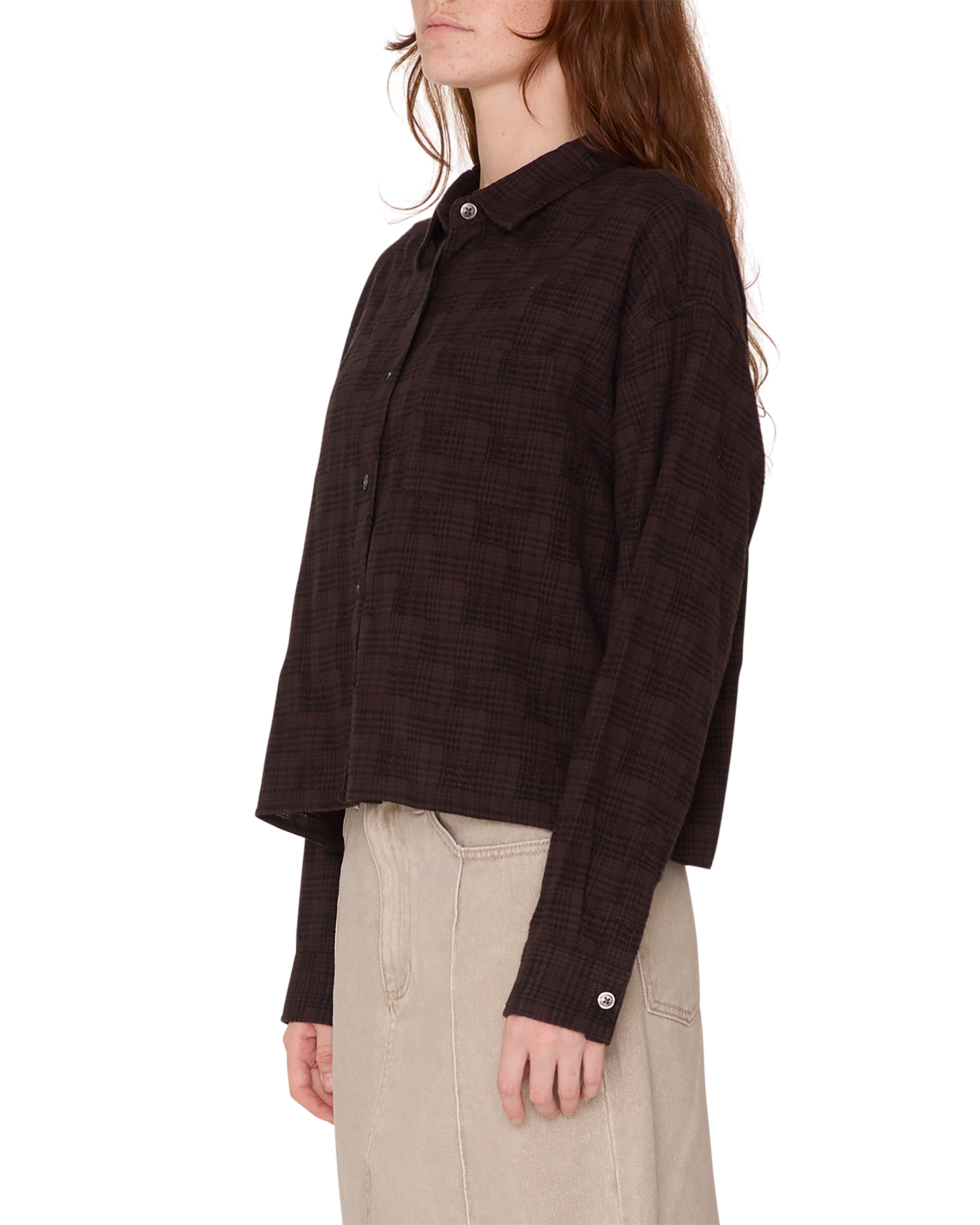 obey vivian plaid shirt java brown multi (zoomed)