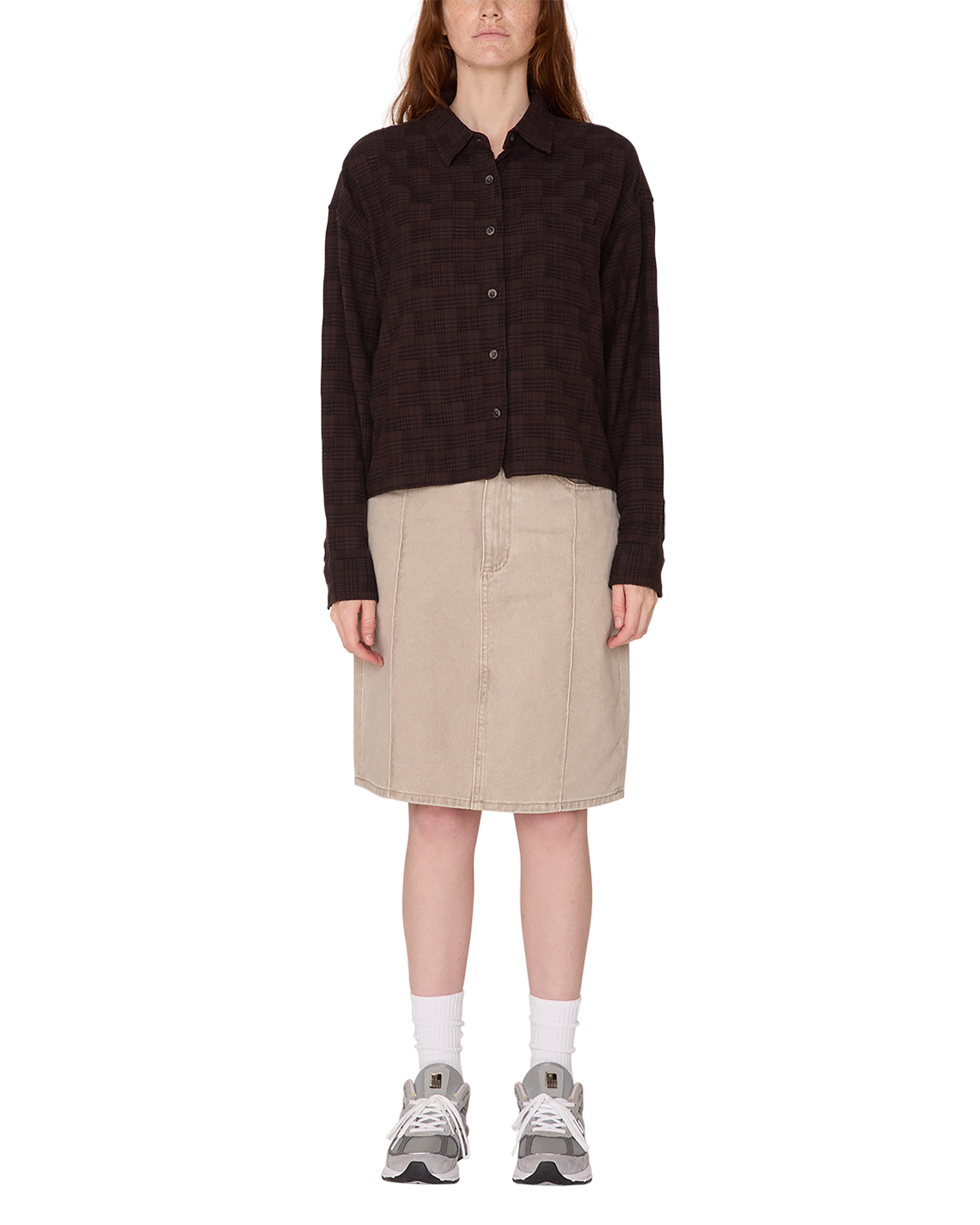 obey vivian plaid shirt java brown multi (zoomed)