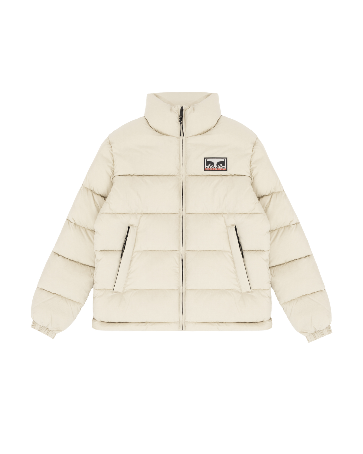 OBEY X NAPAPIJRI DONT JUST WATCH IT BURN PUFFER Cream