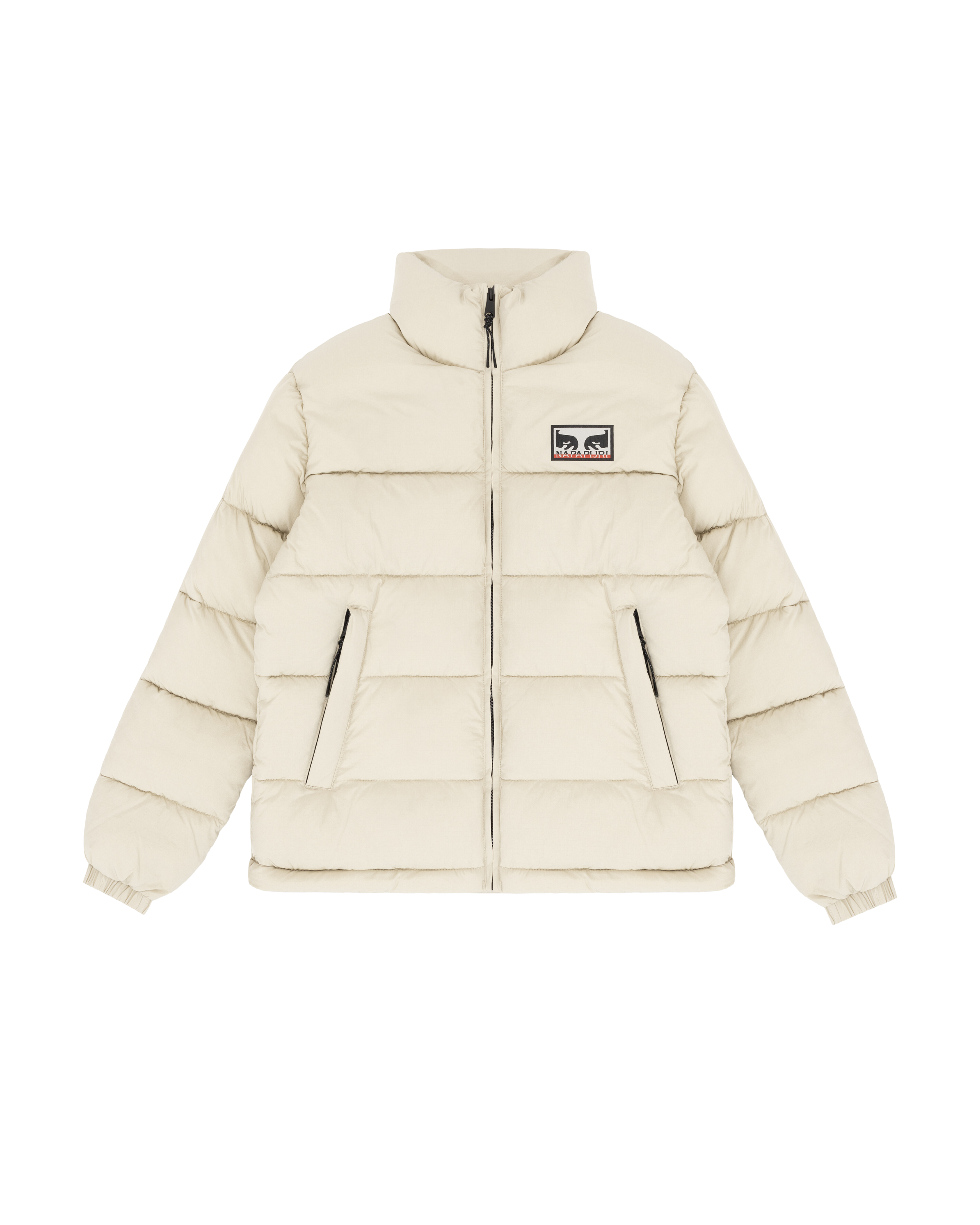 OBEY X NAPAPIJRI DONT JUST WATCH IT BURN PUFFER Cream (zoomed)