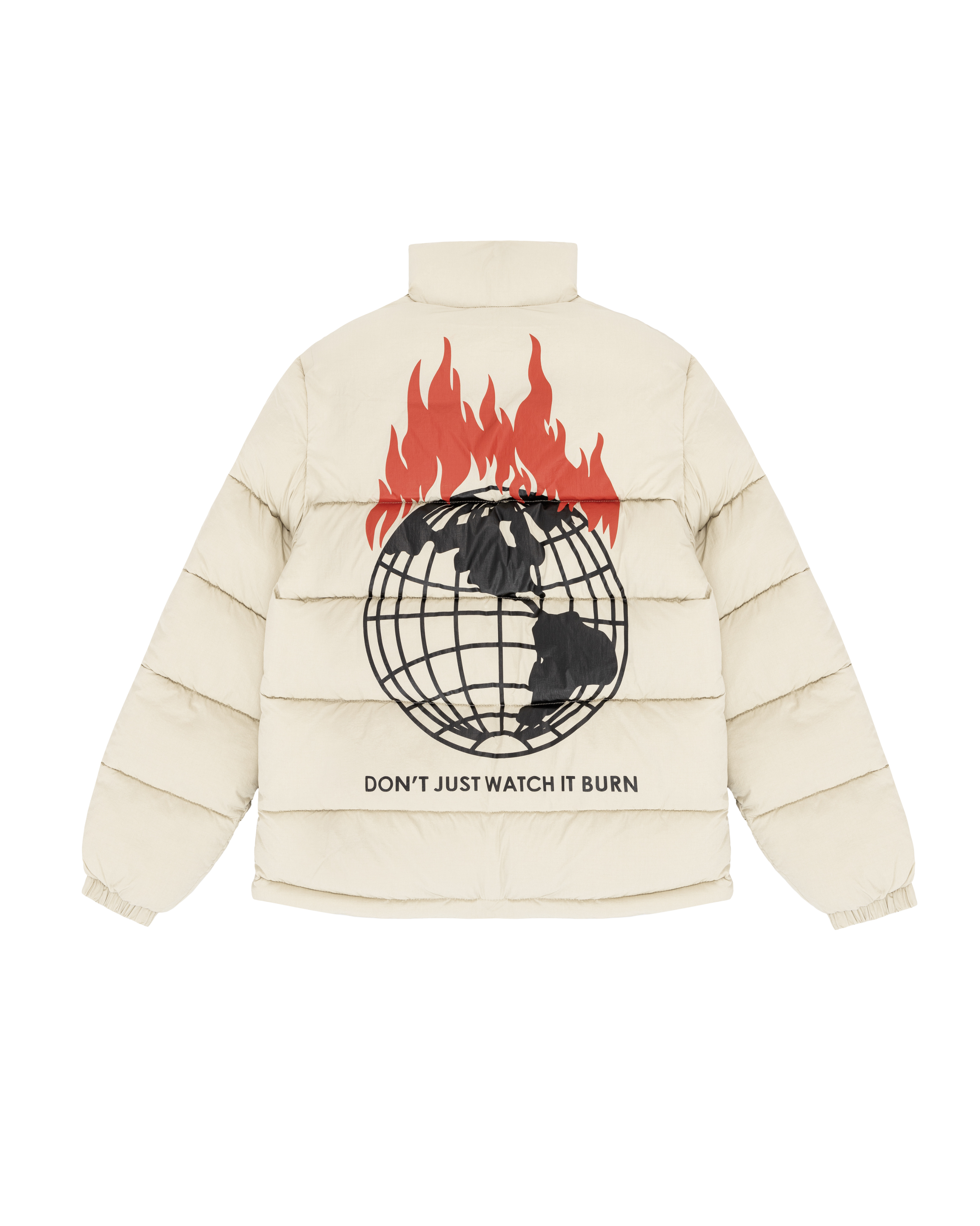 OBEY X NAPAPIJRI DONT JUST WATCH IT BURN PUFFER Cream (zoomed)