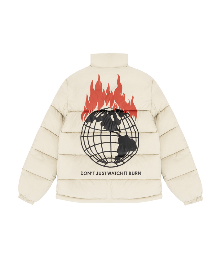 OBEY X NAPAPIJRI DONT JUST WATCH IT BURN PUFFER Cream - alternate view