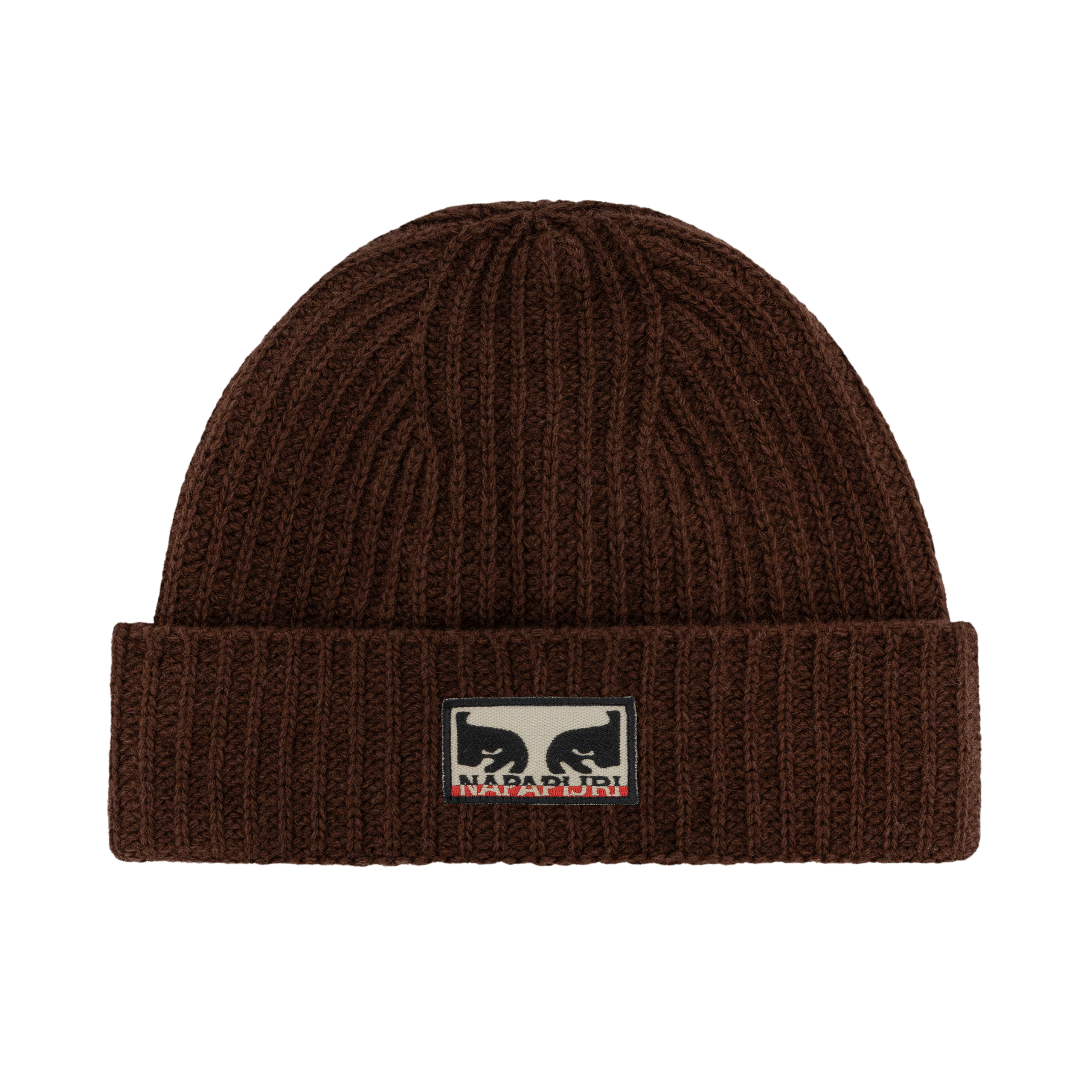 obey-x-napapiji-beanie-dark-brown (zoomed)