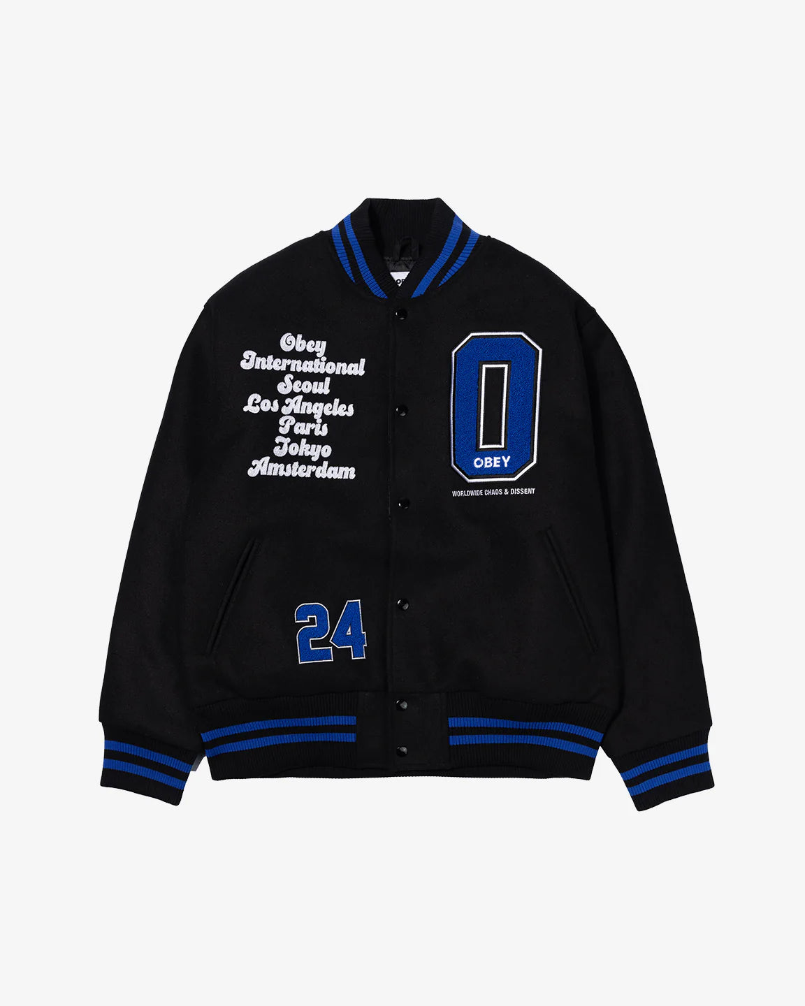 Varsity Jacket Obey Jacket Black AMSTERDAM INTERNATIONAL VARSITY