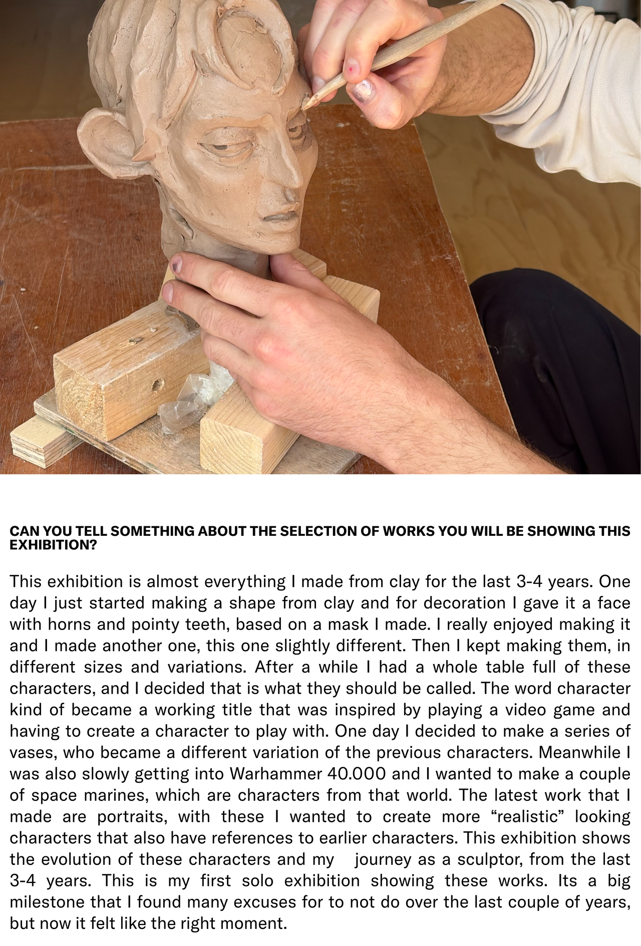 Text and Coodre working on a sculpture