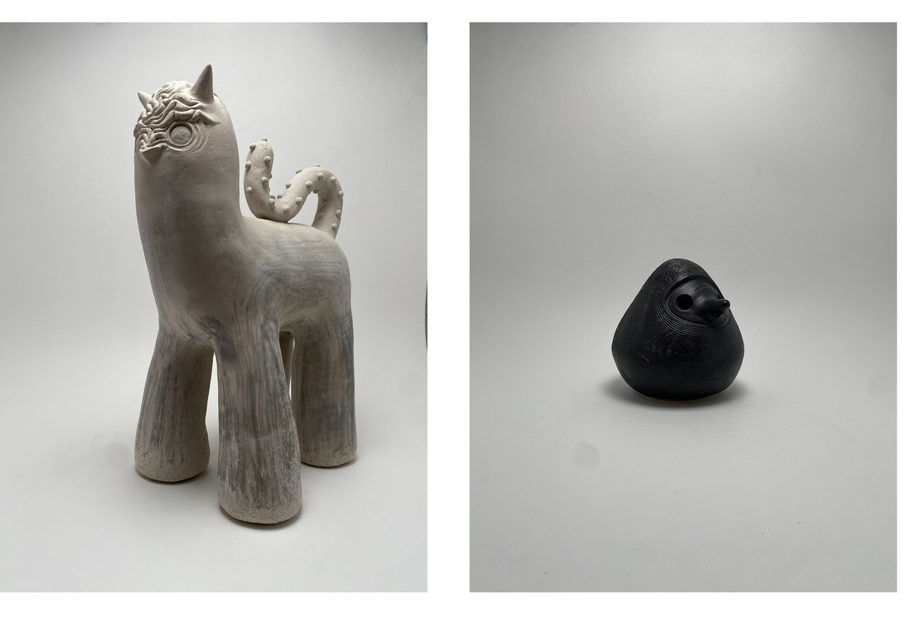 Two scuptures shot in a studio